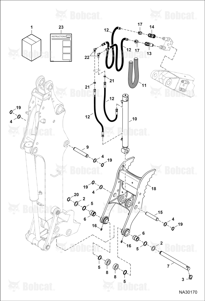 Clamp (Kit) (E32, E35, & E38) (Tag Coupler) (Extendable Arm)