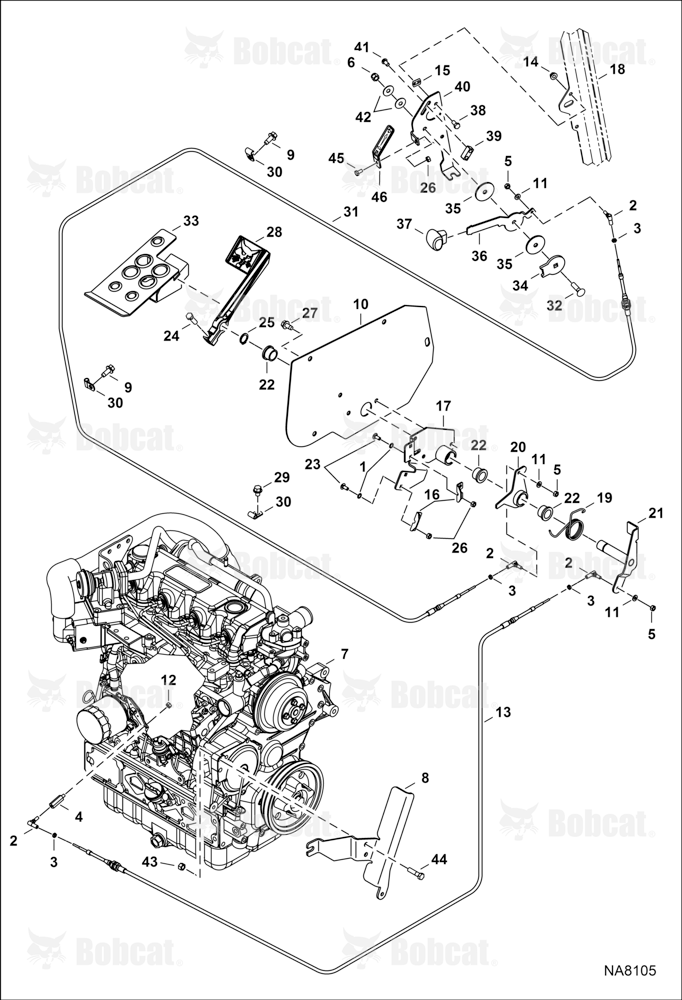 Engine Speed Control (SJC) (4724 mm) (186") Hand Cable - (2692 mm) (106") Foot Cable