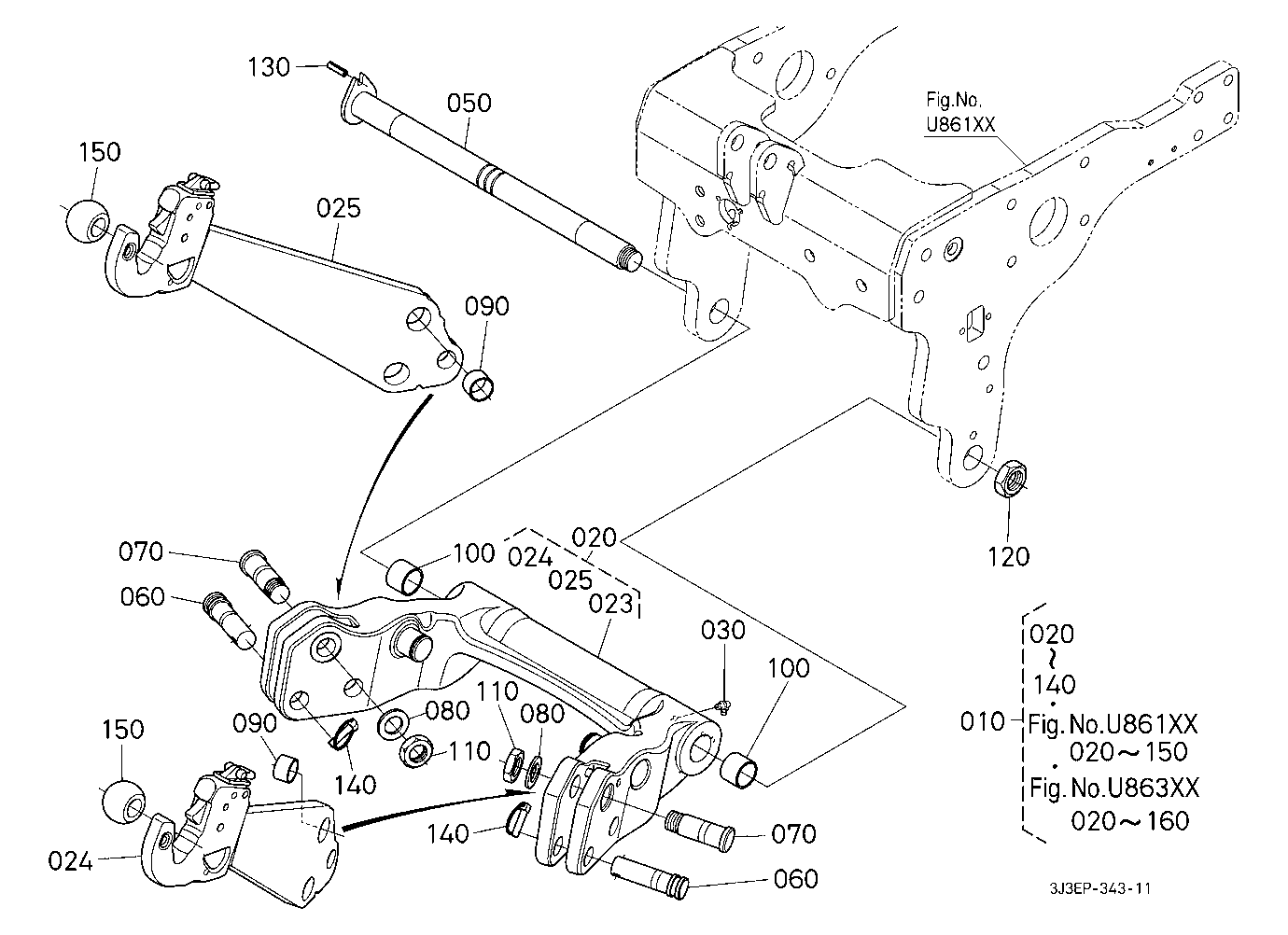 Front 3P Link Kit (Lifter) (W/G No.M3978) (W/G No.