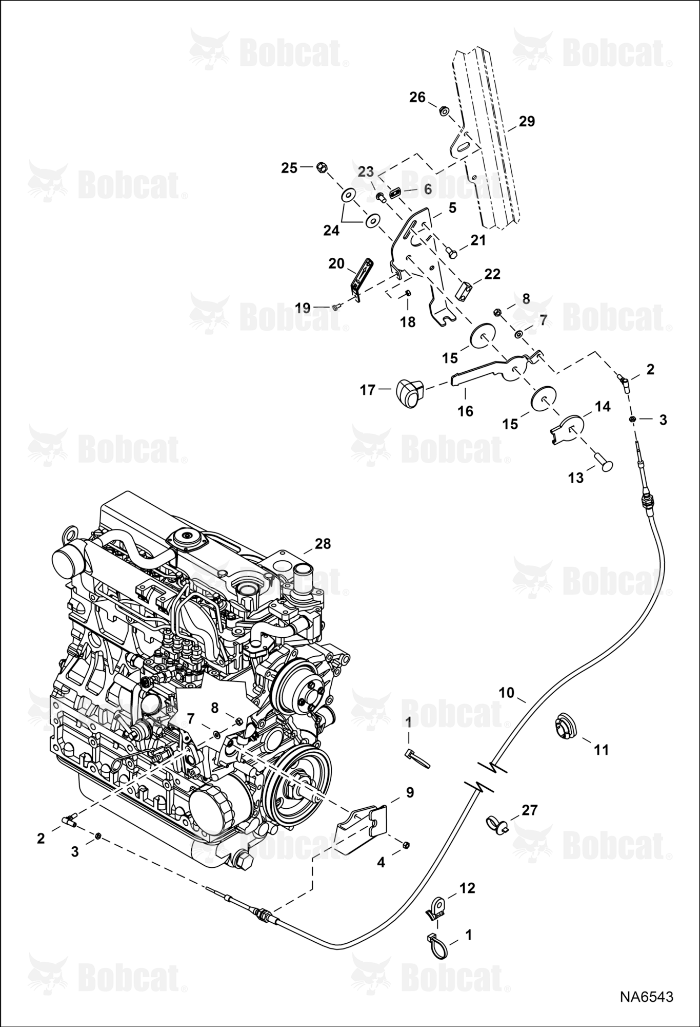 Engine Speed Control (Manual Controls, AHC & ACS) (Single Cable)