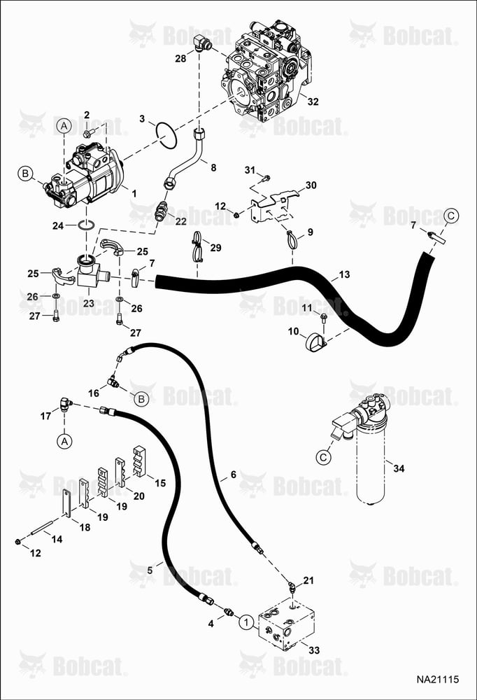 Hydraulic Circuitry (Gear Pump)  B55611001 & Above