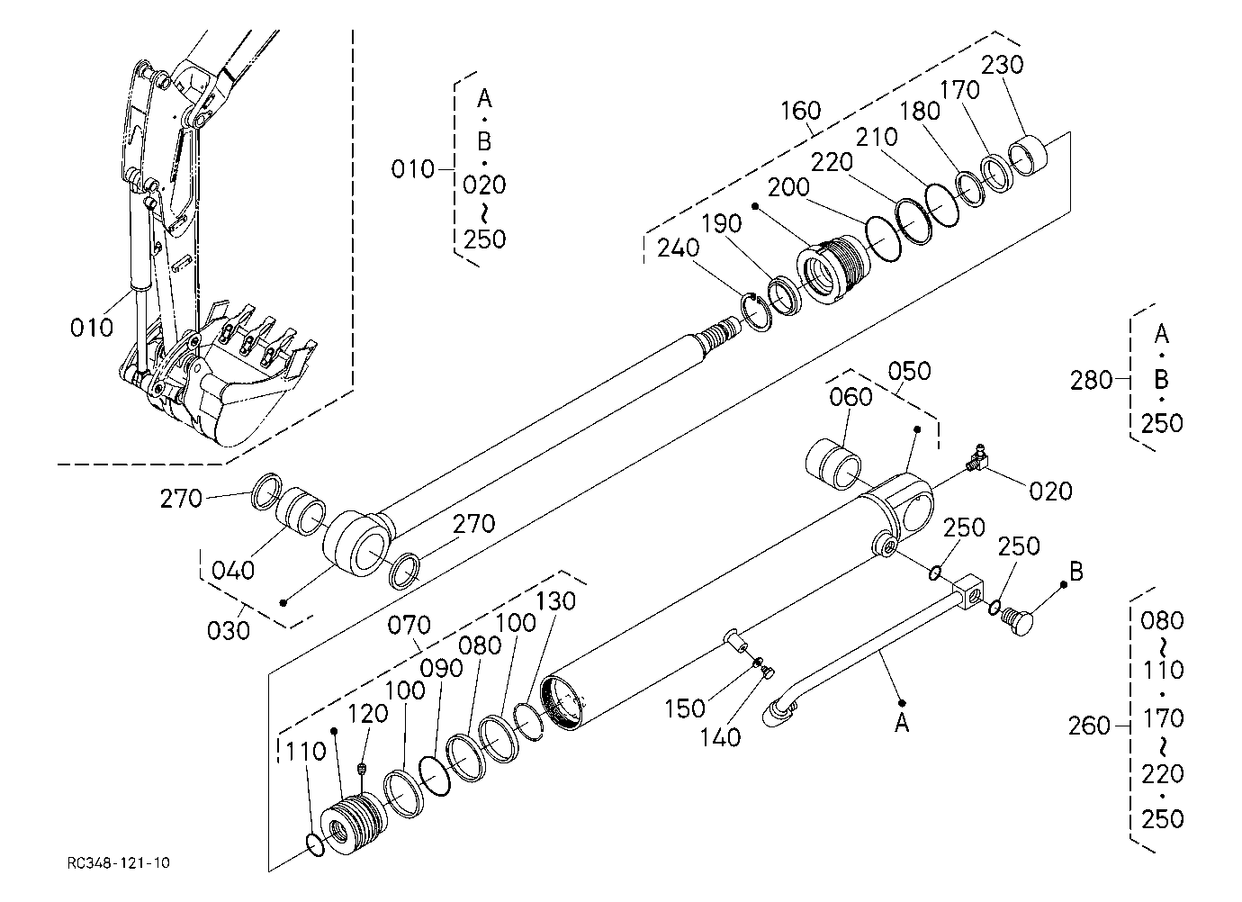 Bucket Cylinder And Component Parts [Ca]