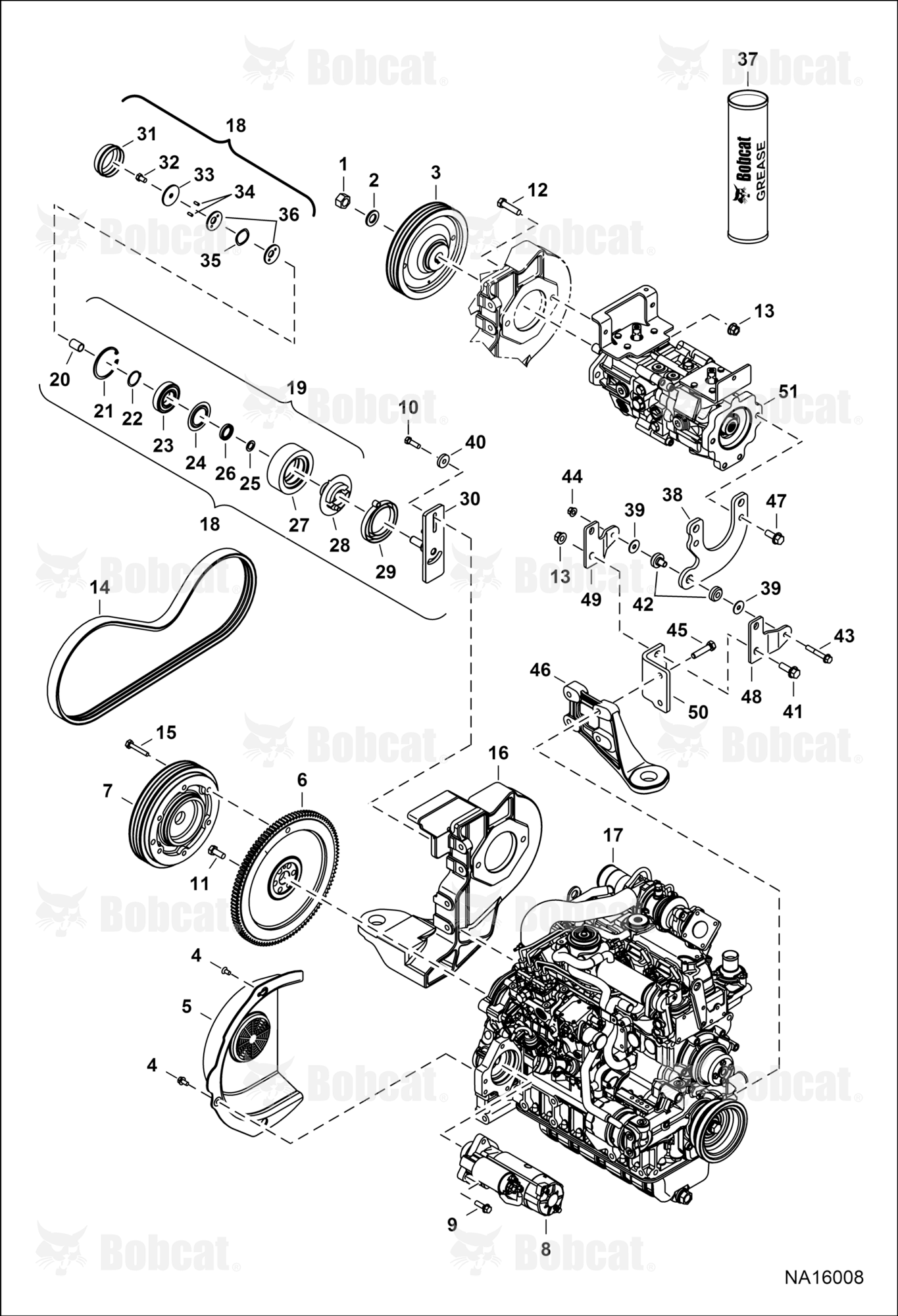 Engine & Attaching Parts (Belt Drive System) (Manual Controls)  A3NL13651 & Above