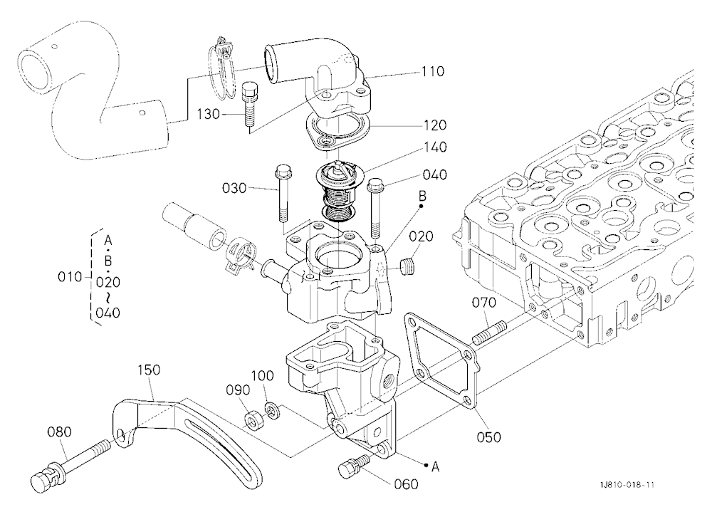 Water Flange And Thermostat