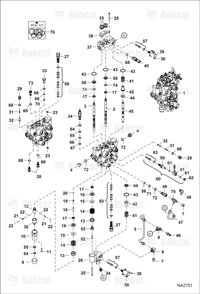 Hydraulic Control Valve (Manual Controls) (Two Piece Detent Block)