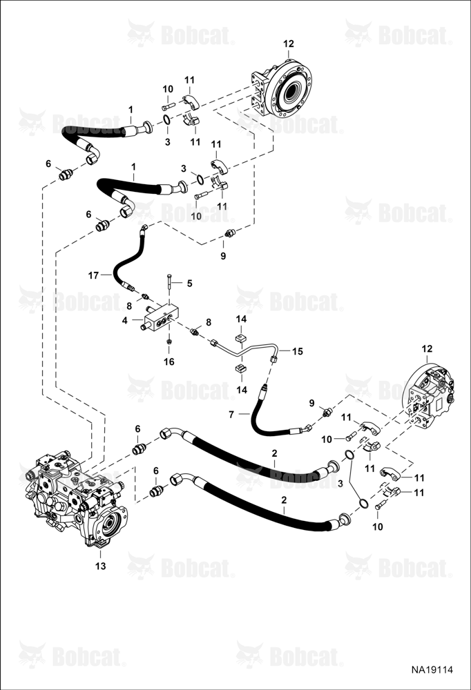 Hydrostatic Circuitry (Single Speed Motor) (Selectable Joystick Controls)