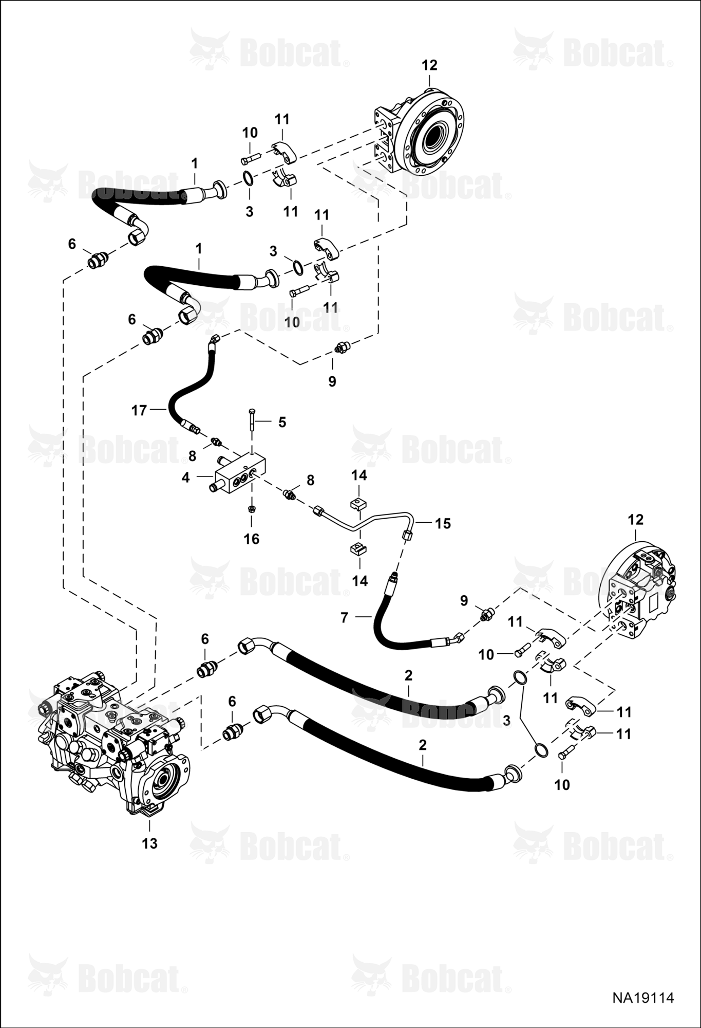 Hydrostatic Circuitry (Single Speed Motor) (Selectable Joystick Controls)