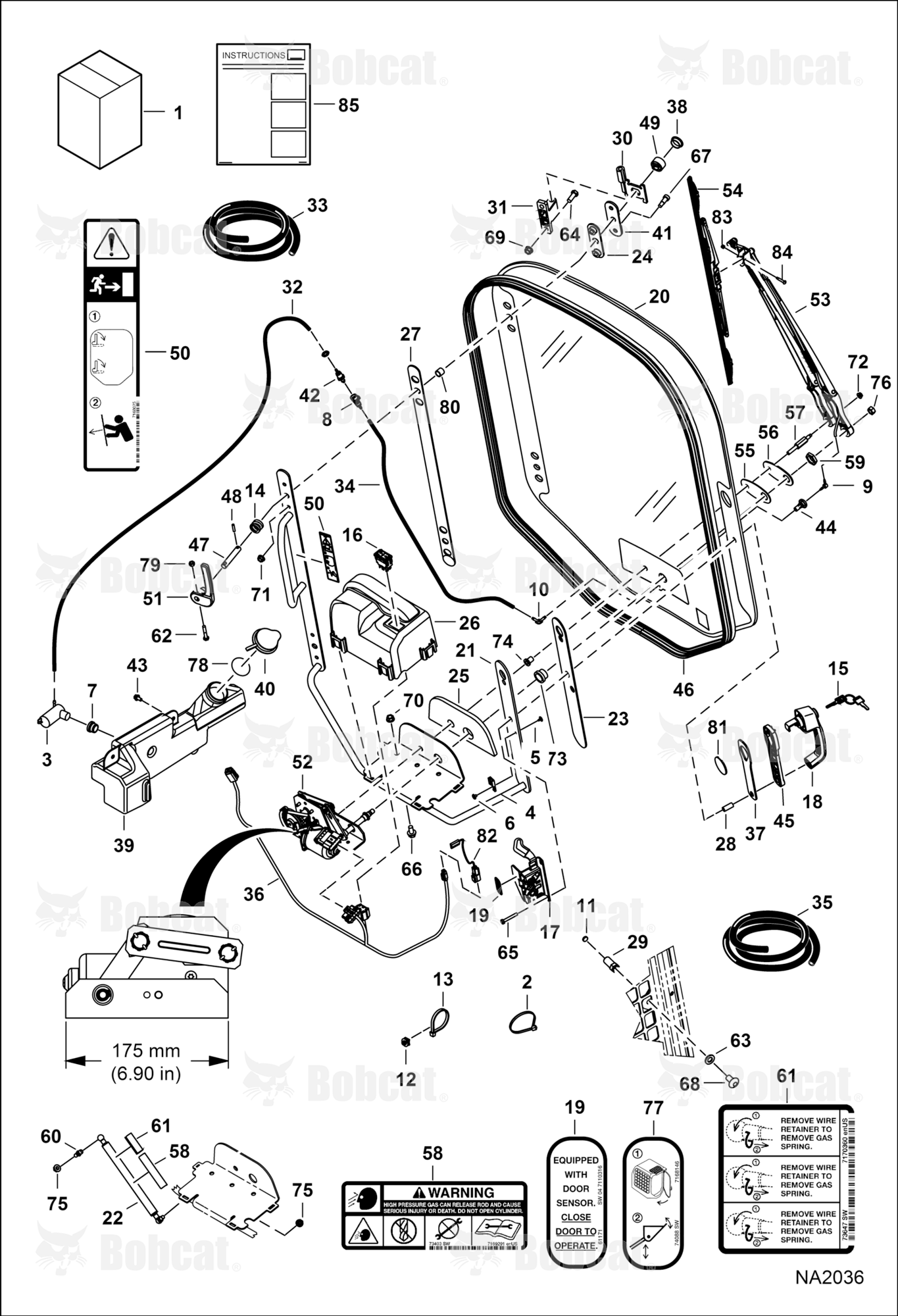 CAB Door (175 mm (6.90”) Wiper Motor Mounting Bracket)