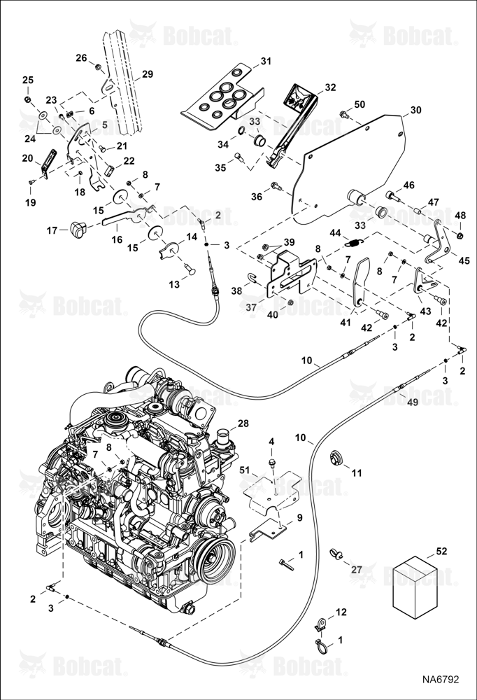 Engine Speed Control (SJC) (3412 mm) (134.4") Hand Cable - (2292 mm) (90.3") Foot Cable