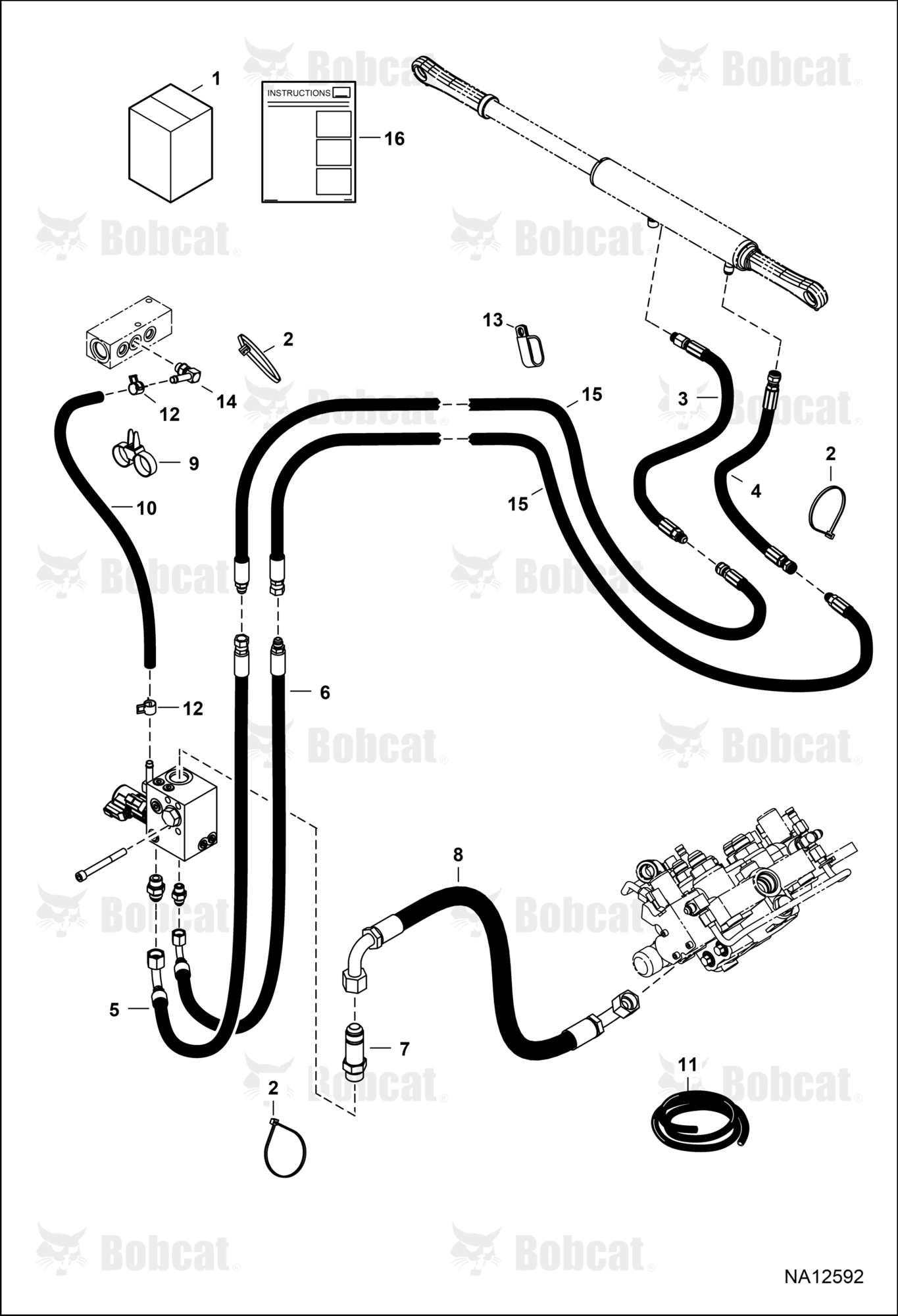 Power BOB-TACH (Plumbing Kit) (Bottom & Side Mounted Cylinder Ports) (Split Cylinder Hoses)