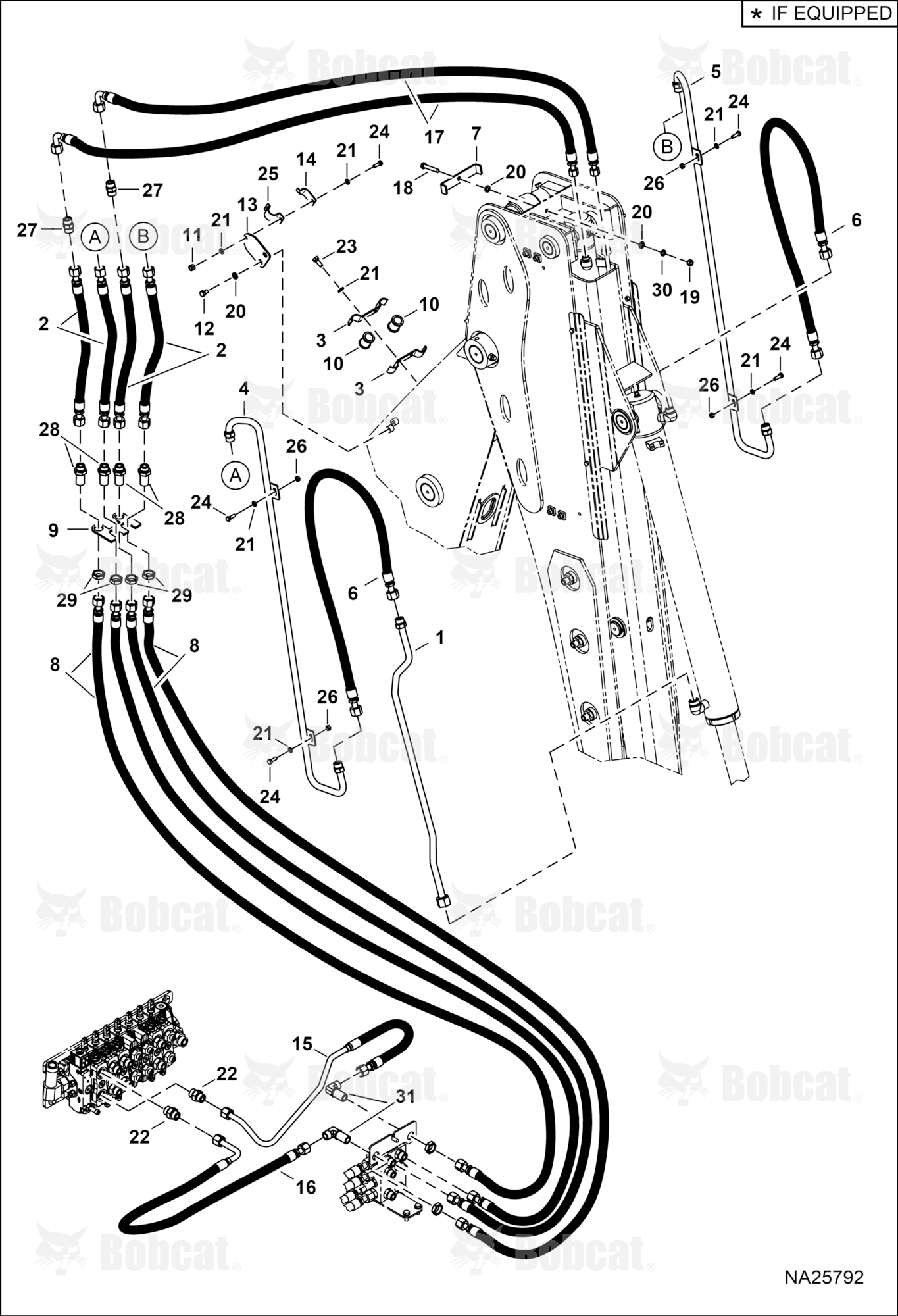 Hydraulic Circuitry (Long Arm) (W/O Breaker)