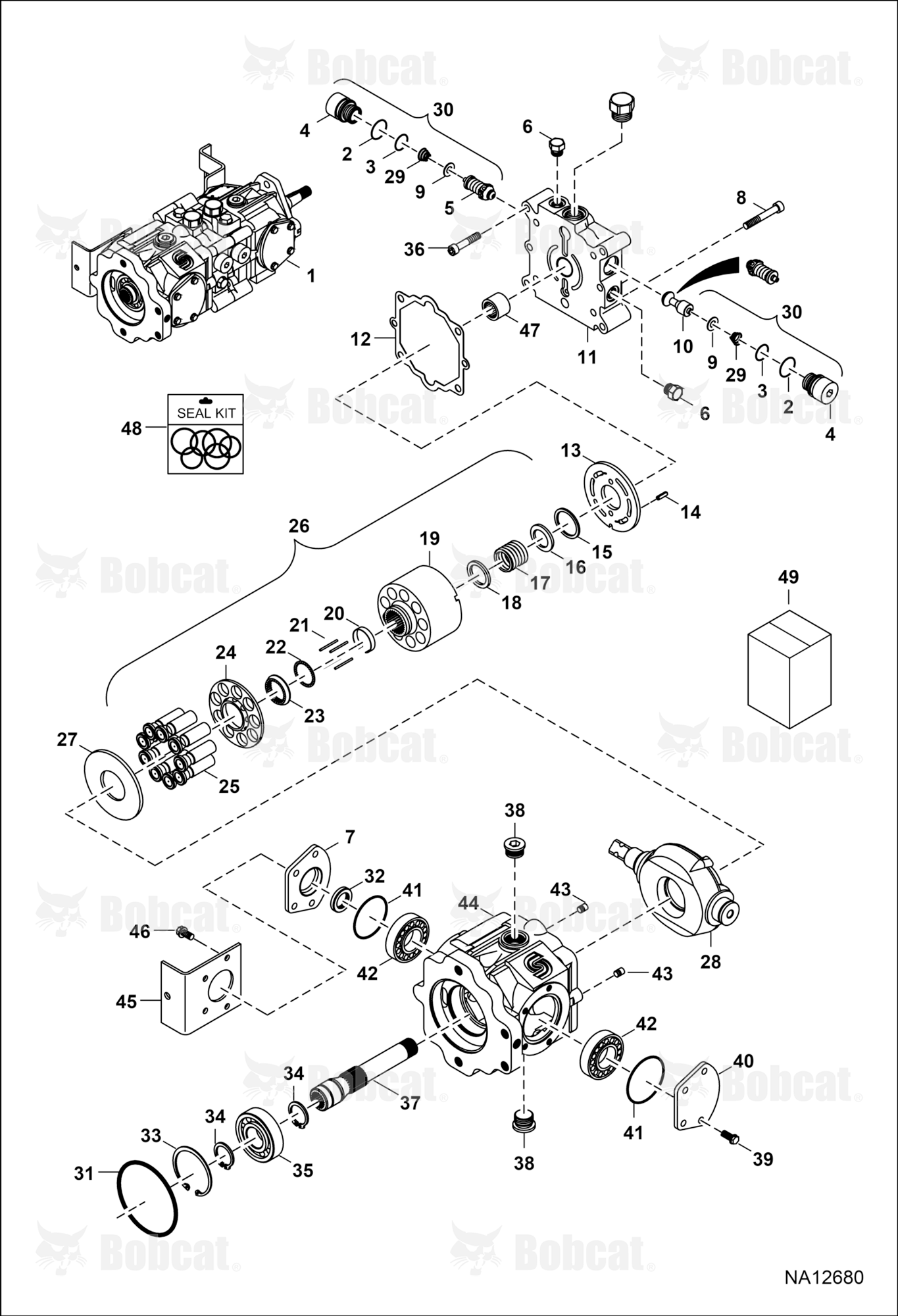 Hydrostatic Pump (Manual Controls & ACS) (Right Half)  ALJ819101 & Above