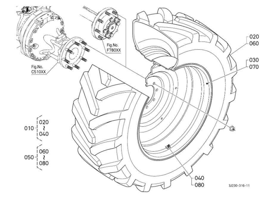 Rear Wheel (650/65R38:8 Hole Rim) [Firestone]
