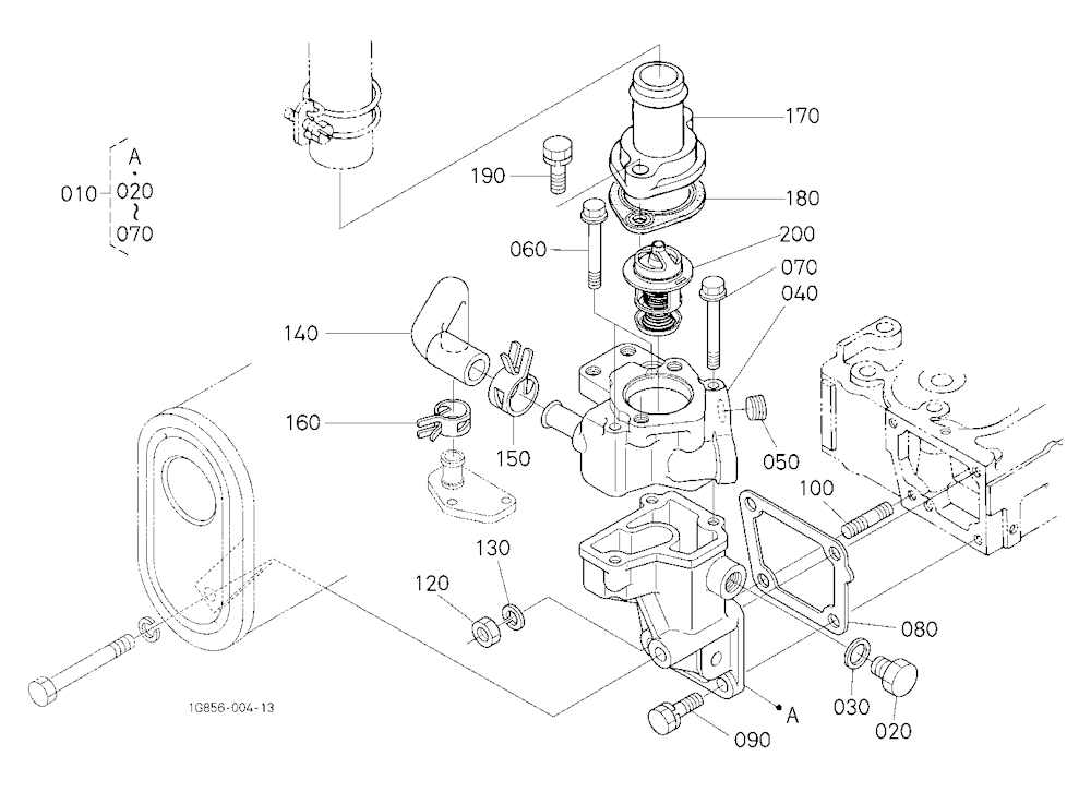 Water Flange And Thermostat [New Type]