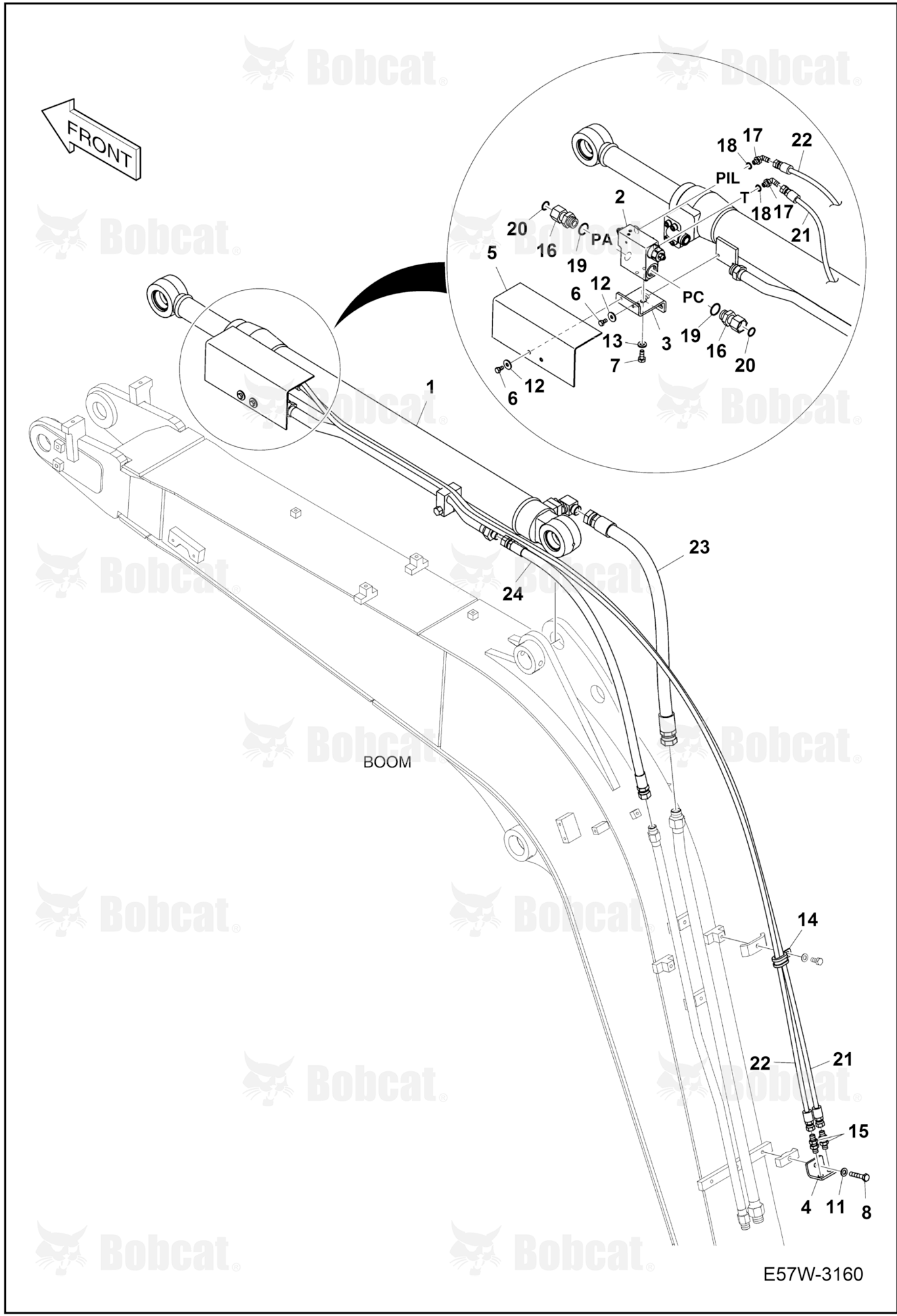 Hydraulic Circuitry (Boom) (Arm Cylinder) (Lock Valve)