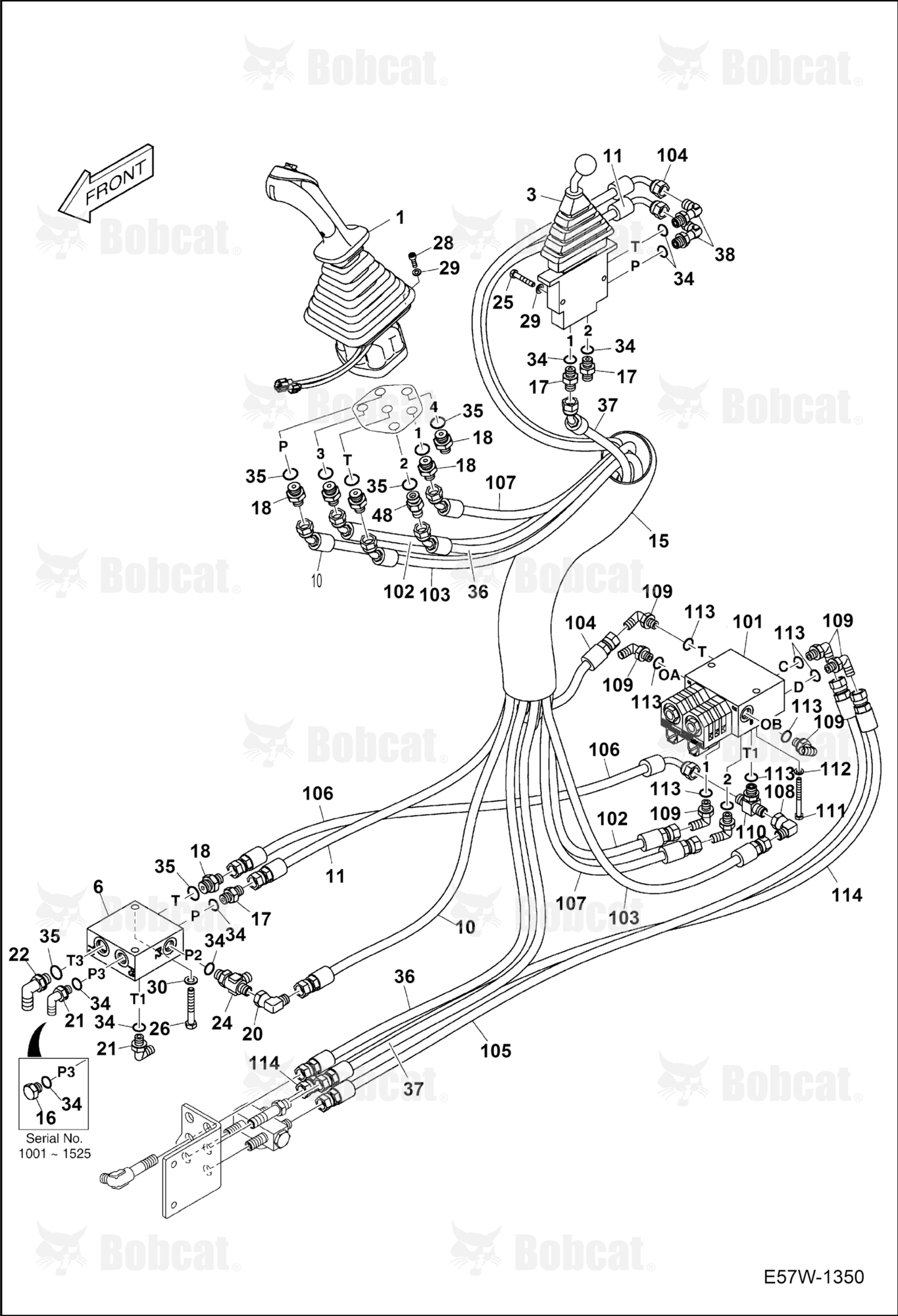 Hydraulic Pilot Circuitry (LH Joystick) (Blade Joystick)  B3WU11001 - B3WU11227