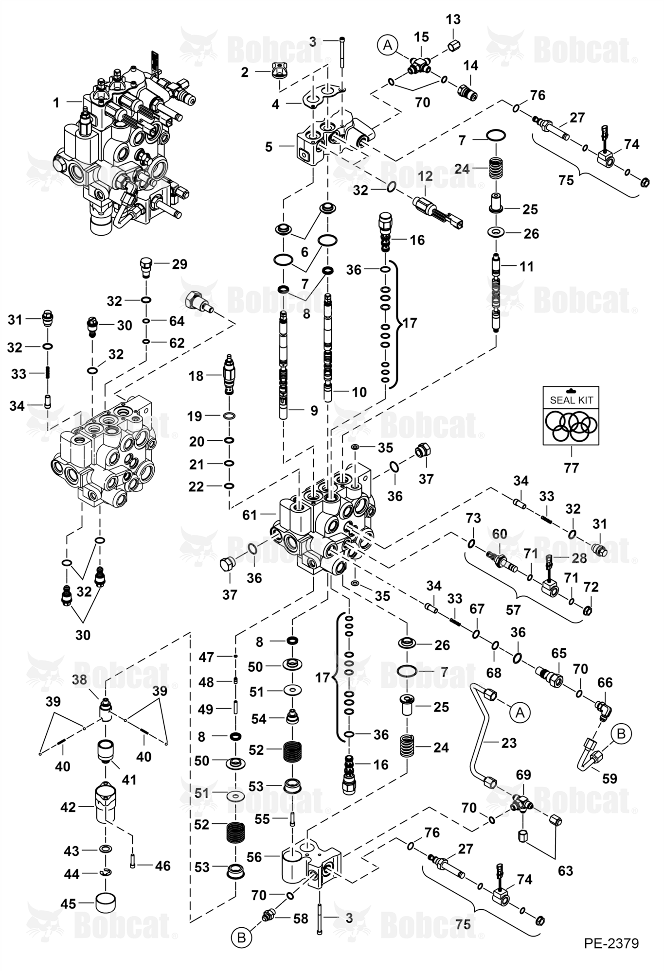 Hydraulic Control Valve (Manual Controls)  A5GP20001 - A5GP34999, A5GR20001 -A5GR34999