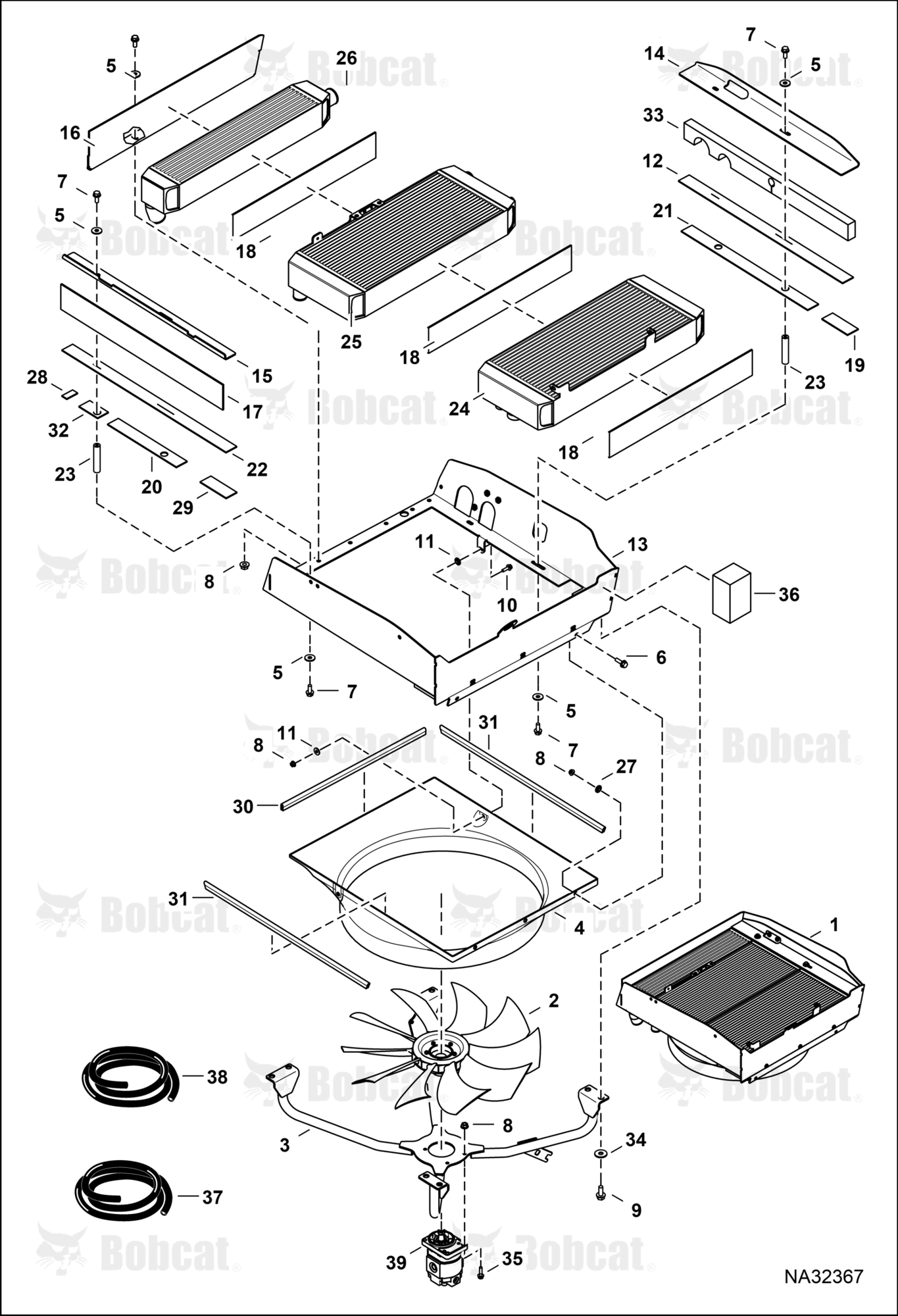 Engine & Attaching Parts (Radiator Water Exchanger)  B54P20053 & Above