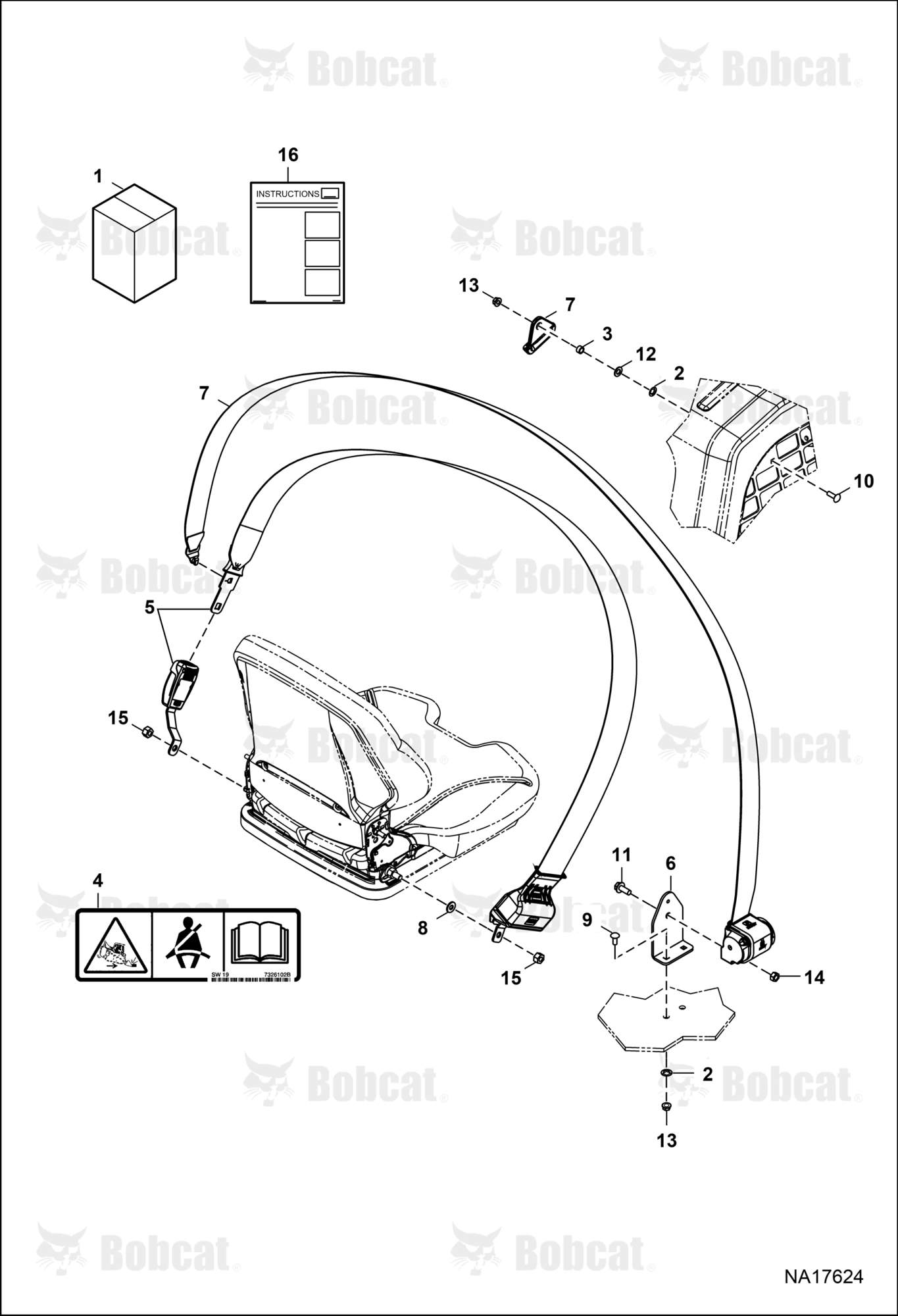 Seat Belt Kit - 3" (Three Point Retractable)