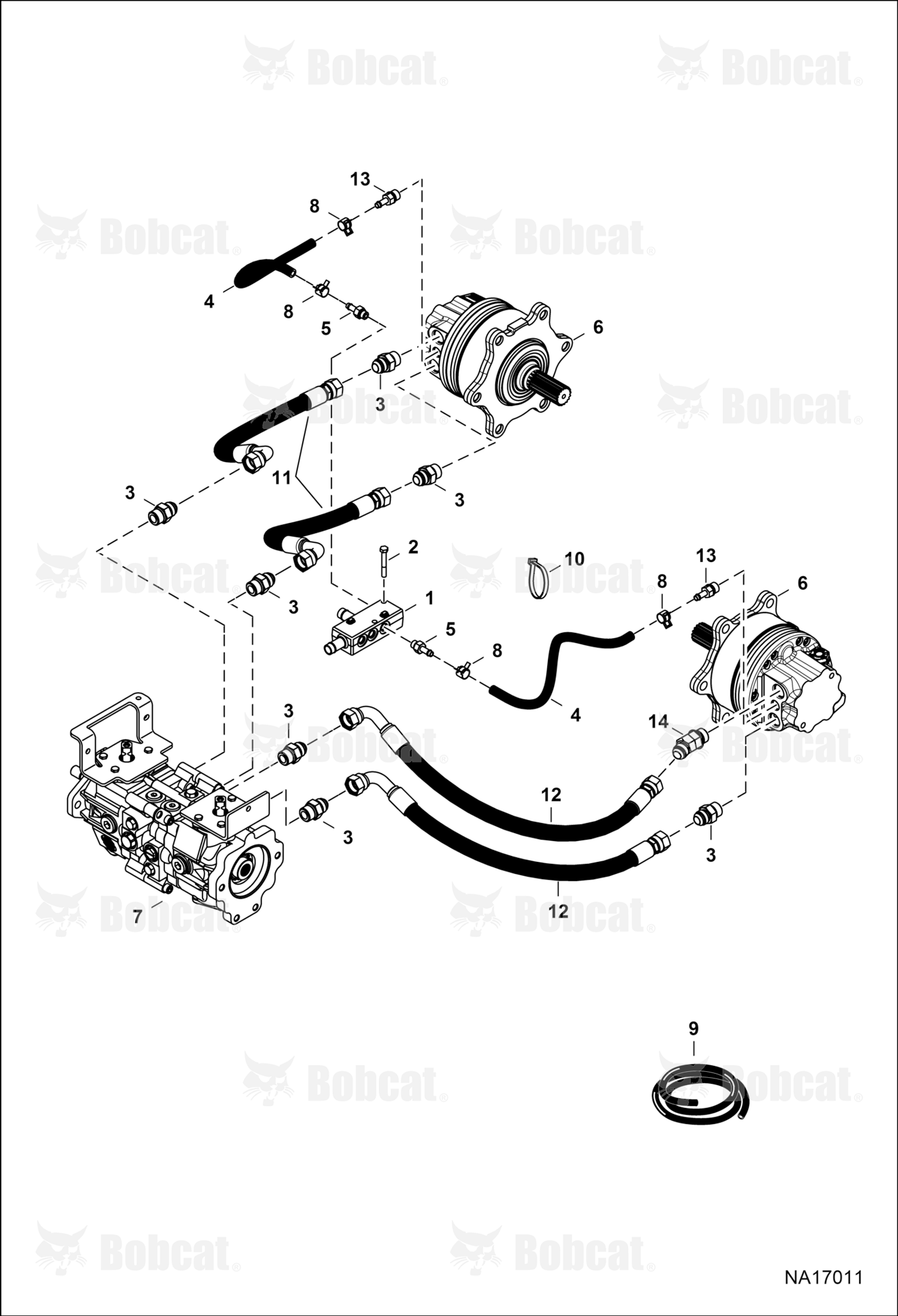 Hydrostatic Circuitry (Drive Motor) (Poclain) (Manual)  B1ED14063 & Above
