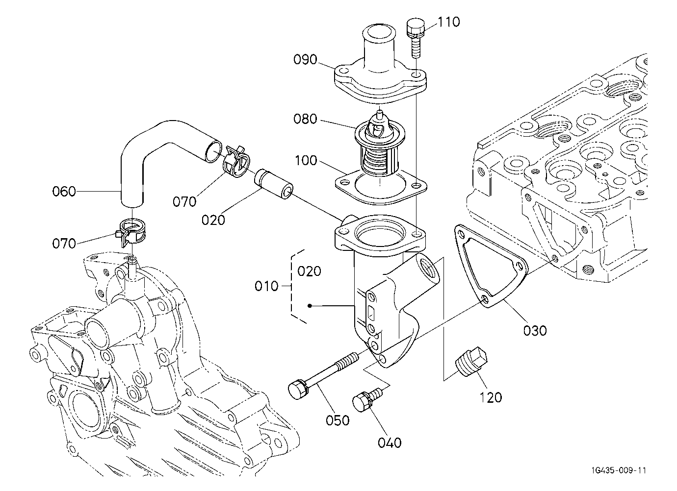 Water Flange And Thermostat