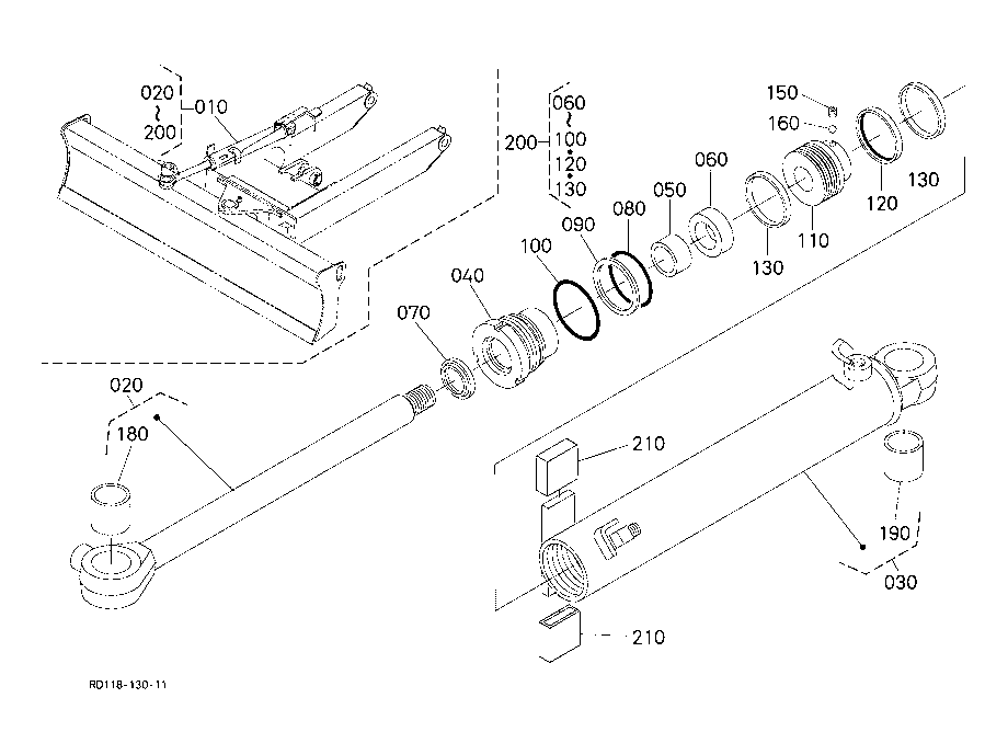 Angle Blade Cylinder And Component Parts