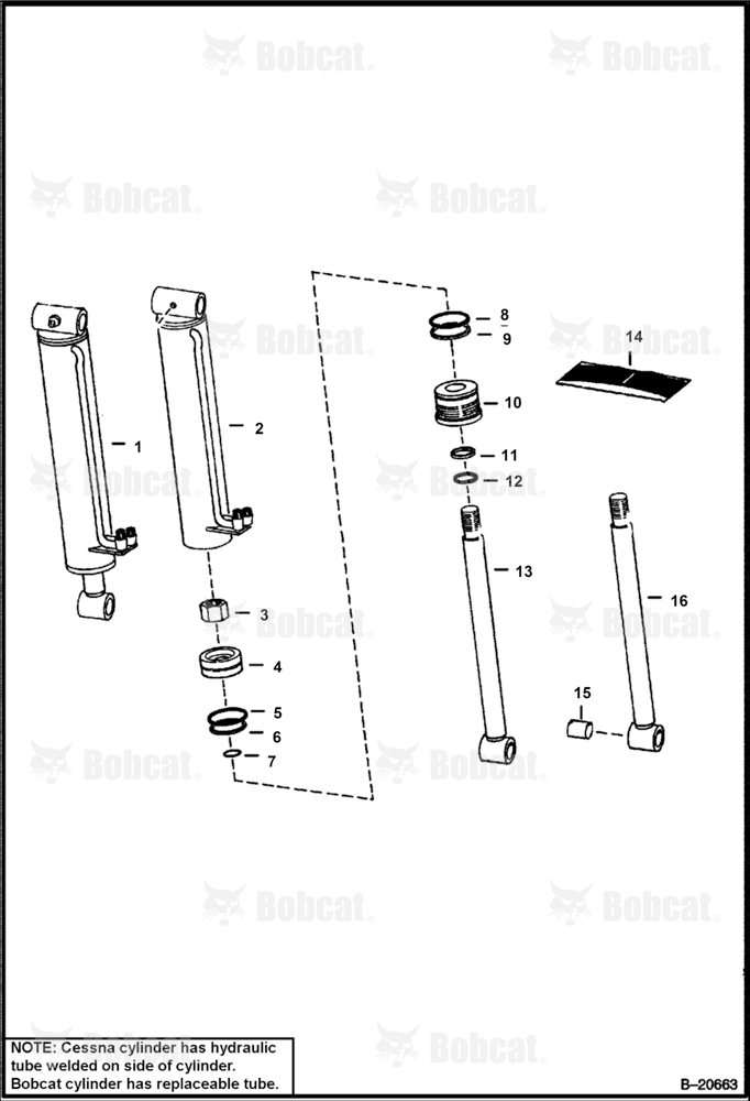 Tilt Cylinder (Cessna) 499314001 & Above