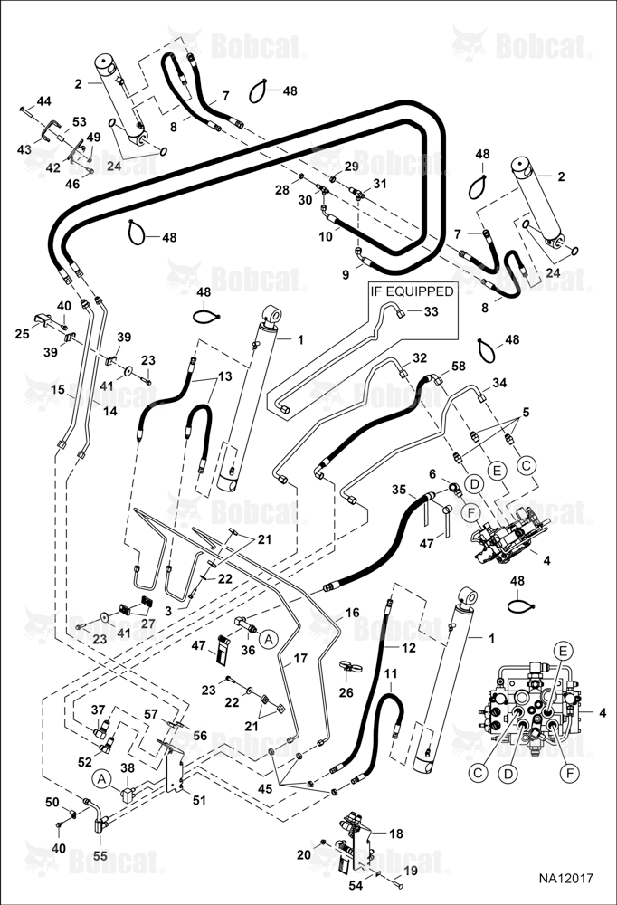 Hydraulic Circuitry (W/O BPV Junction Block) (Lift Cylinder Connection W/O Tee)