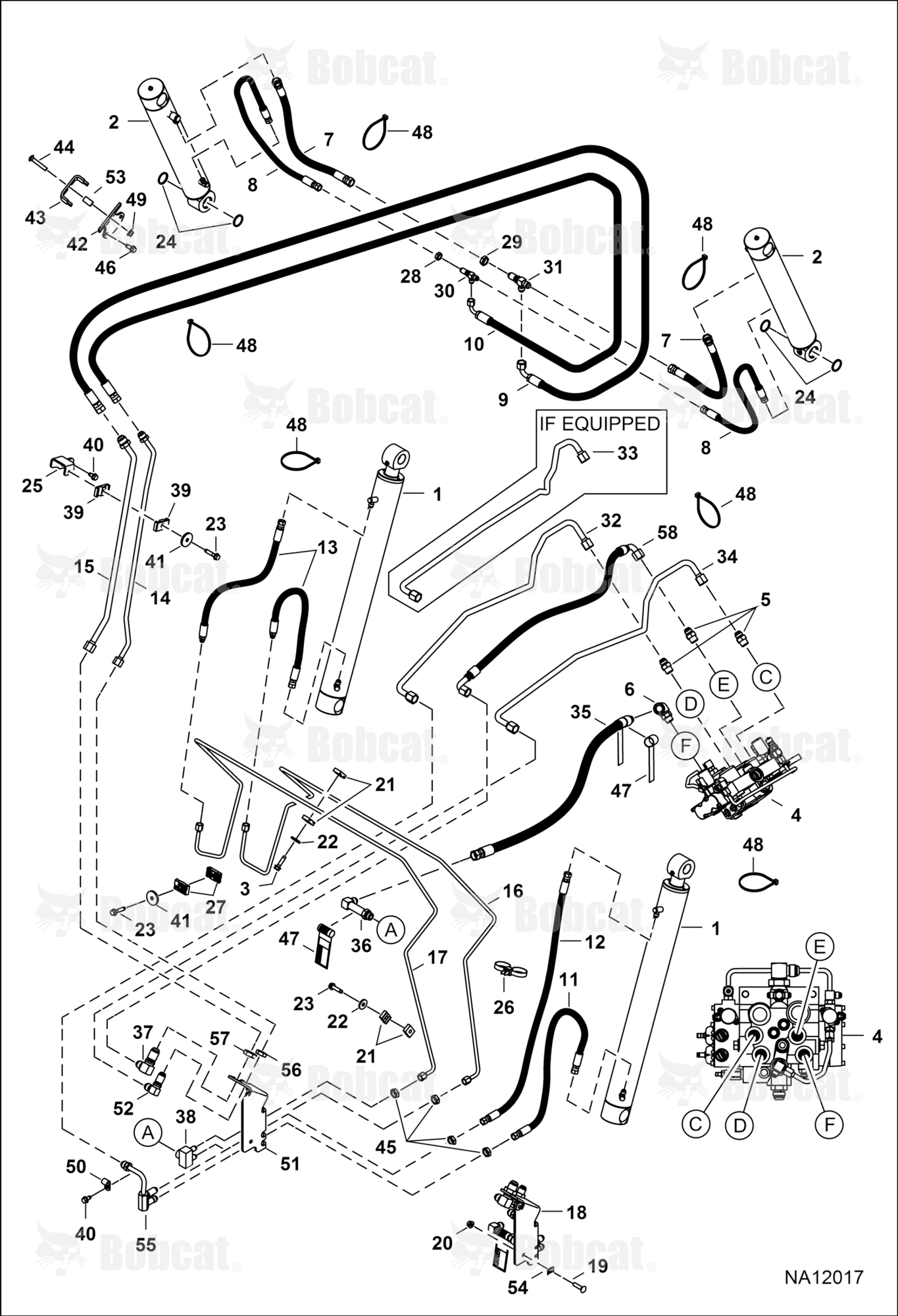 Hydraulic Circuitry (W/O BPV Junction Block) (Lift Cylinder Connection W/O Tee)