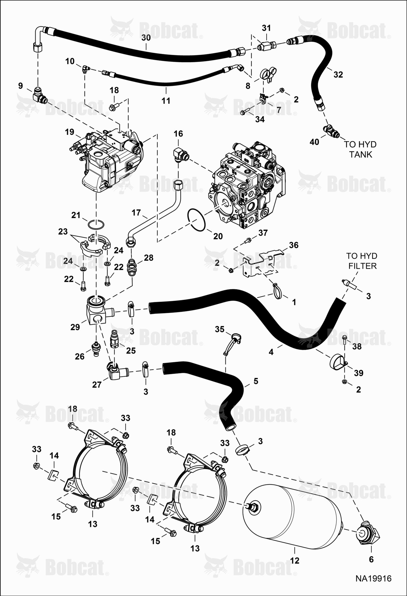 Hydraulic Circuitry (Piston Pump & Accumulator)  B55H11001 & Above