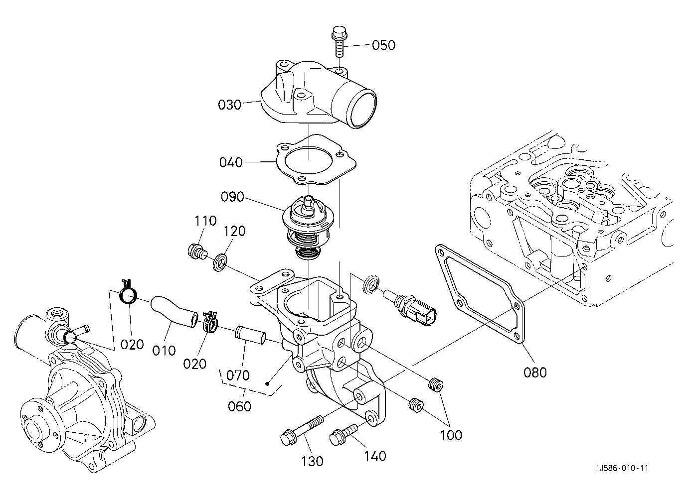 Water Flange And Thermostat