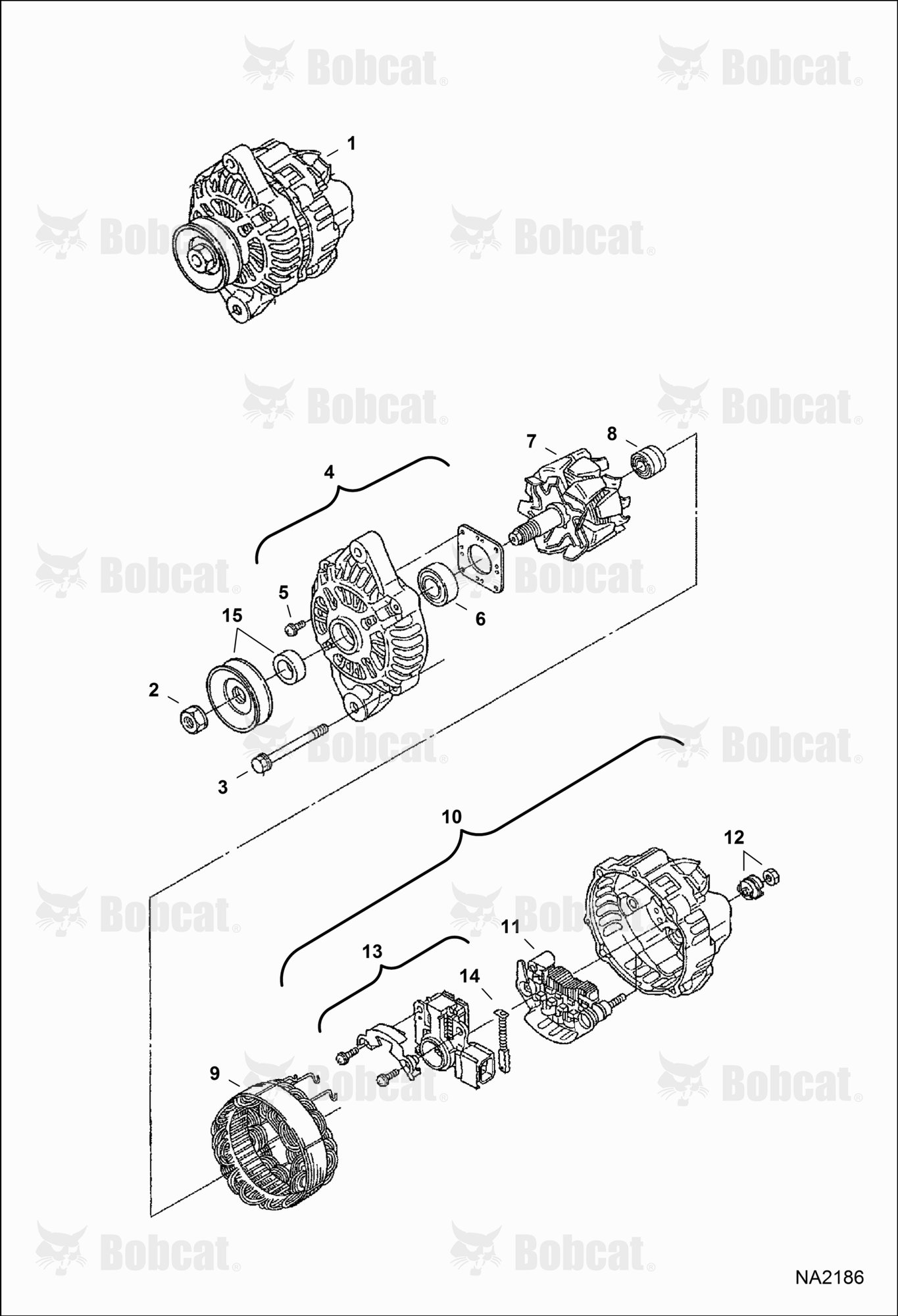 Alternator (COMPONENT PARTS) (Kubota)
