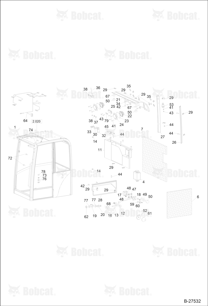 OPERATOR'S CAB (Equipment 1) CAB S/N 202.031.069 & Below