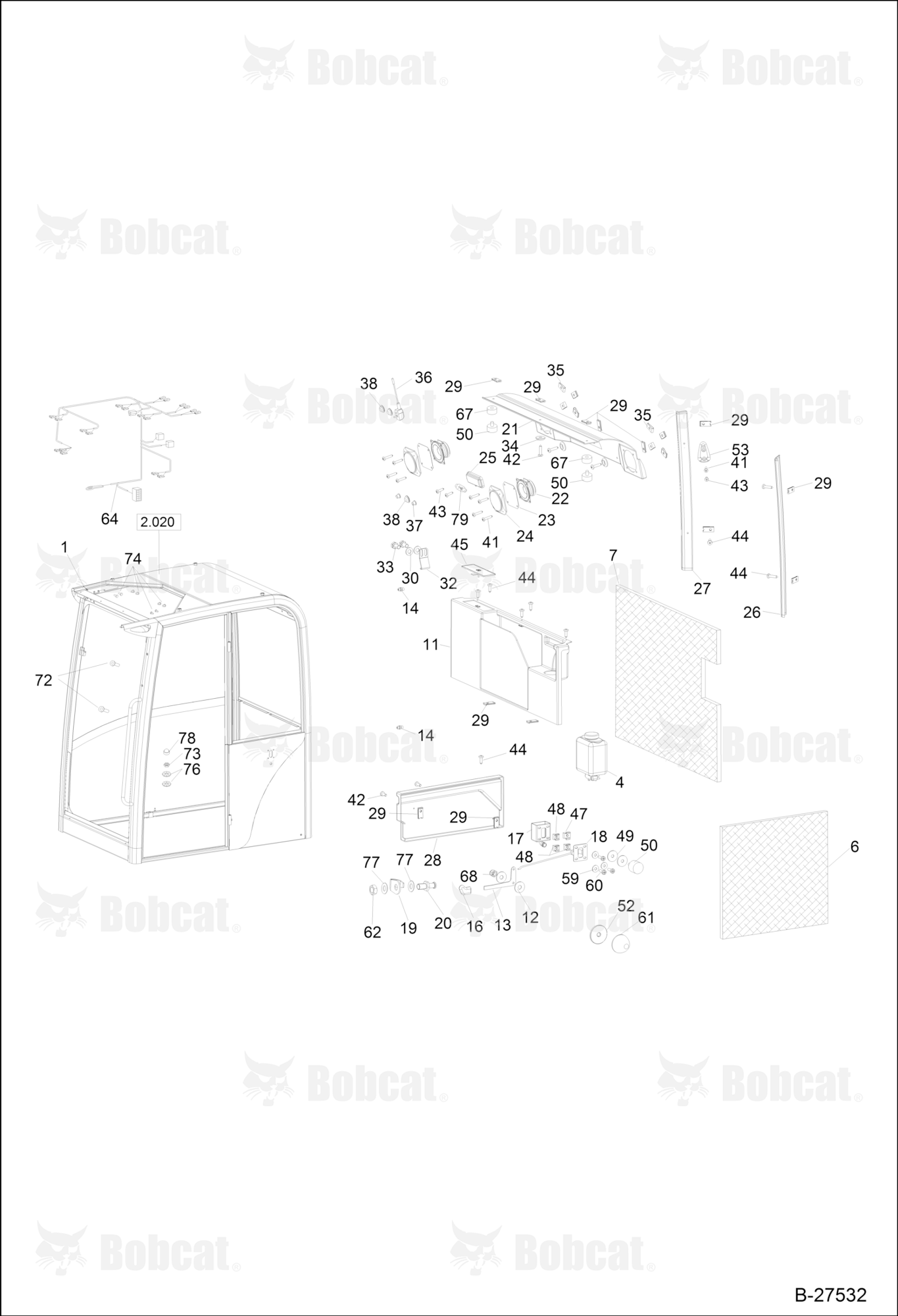 OPERATOR'S CAB (Equipment 1)  CAB S/N 202.031.069 & Below