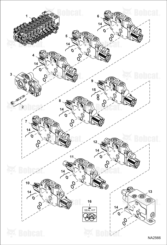 Hydraulic Control Valve (9 Section Assembly) (W/O Angle Blade)