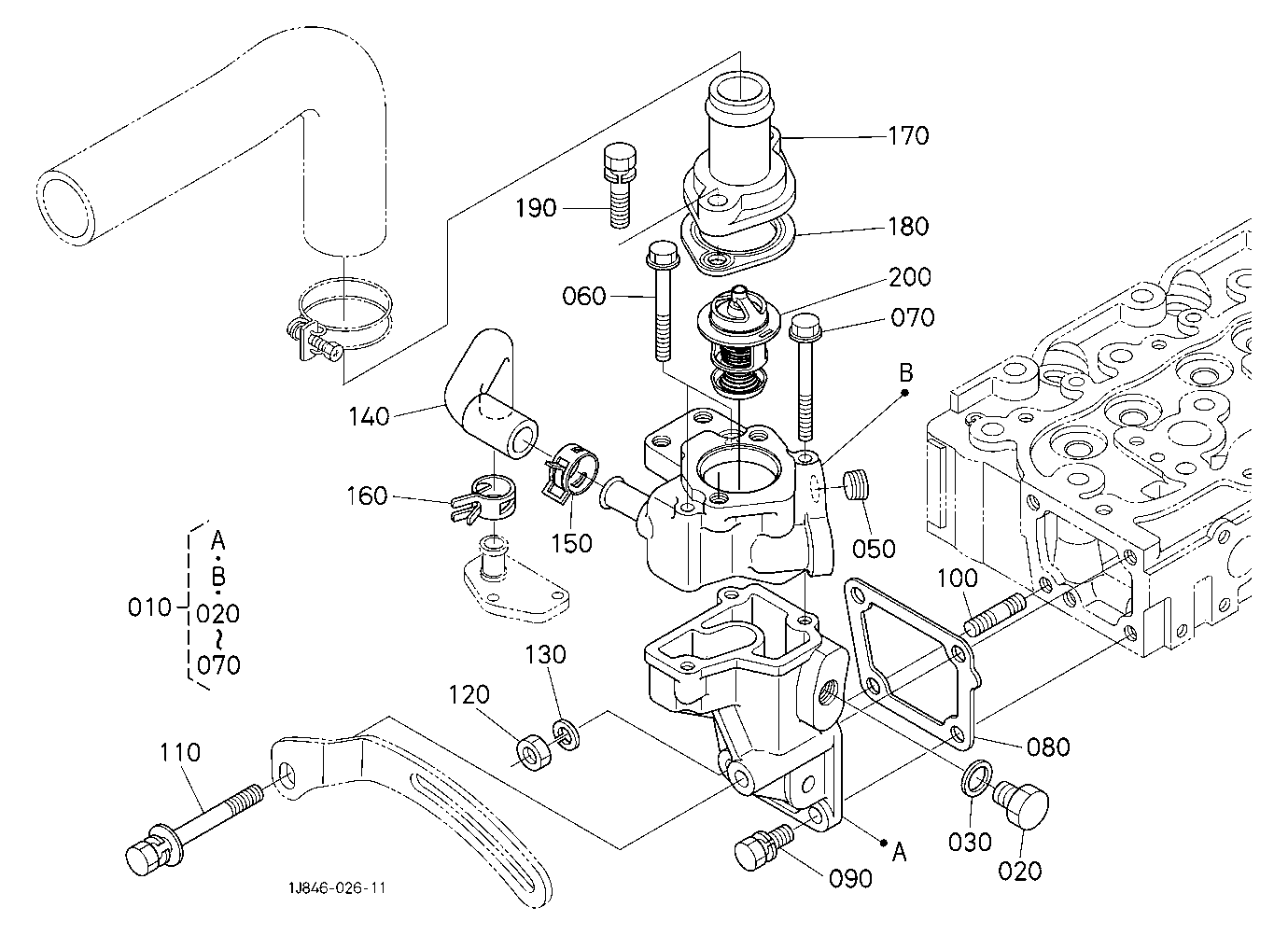 Water Flange And Thermostat