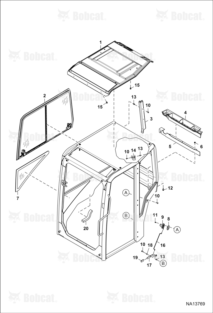 Operator CAB (RH Window & Insulation) B48411001 - B48414383