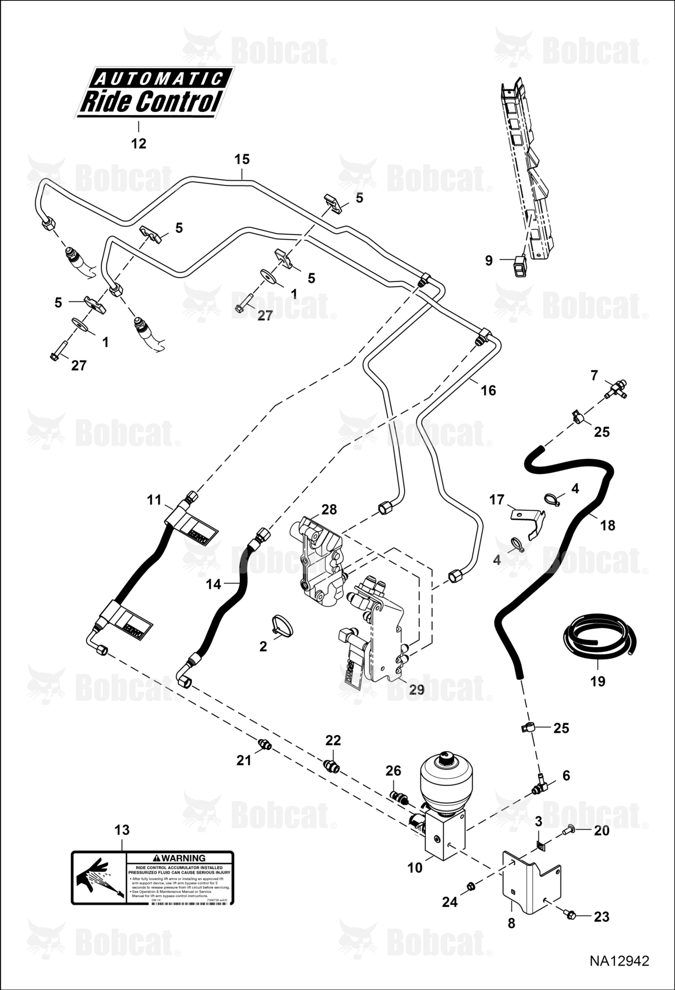 Hydraulic Circuitry (Ride Control Option)  ACS713353 & Above, ACSL13122 & Above