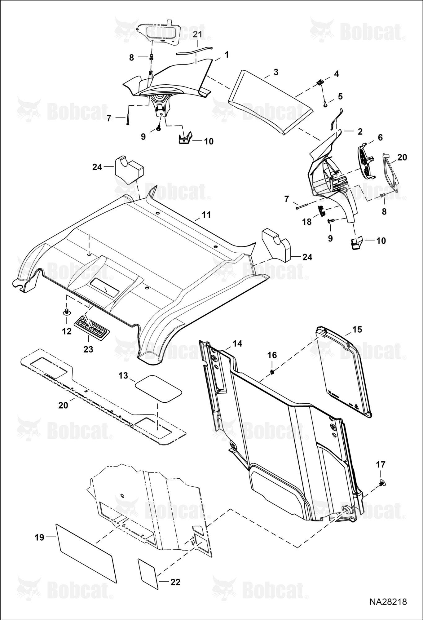 Operator CAB (Cab Interior) (Headliner) (Standard) (W/ Headliner Support)