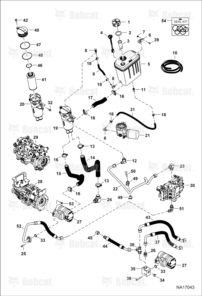 Hydrostatic Circuitry (Tank & Filter) B4J711001 - B4J711105
