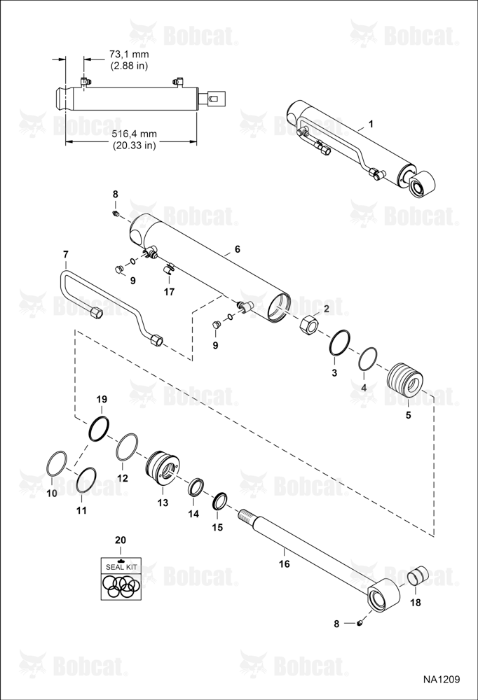 Tilt Cylinder (LH) (516,4 mm - 20.33" Case Tube Length)