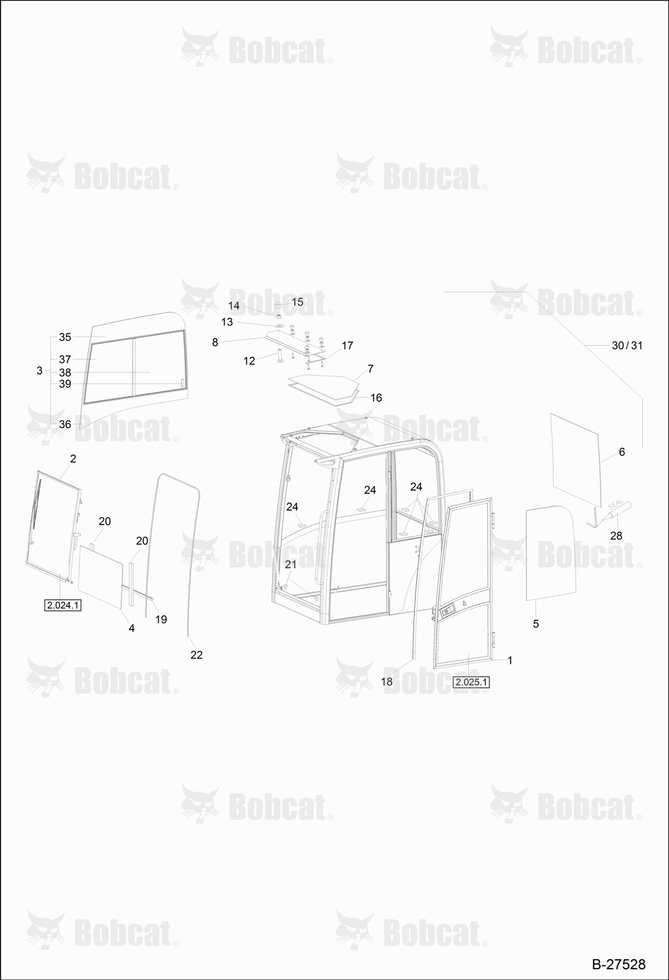 OPERATOR'S CAB Cemented Panes  CAB S/N 202.042.466 & Above