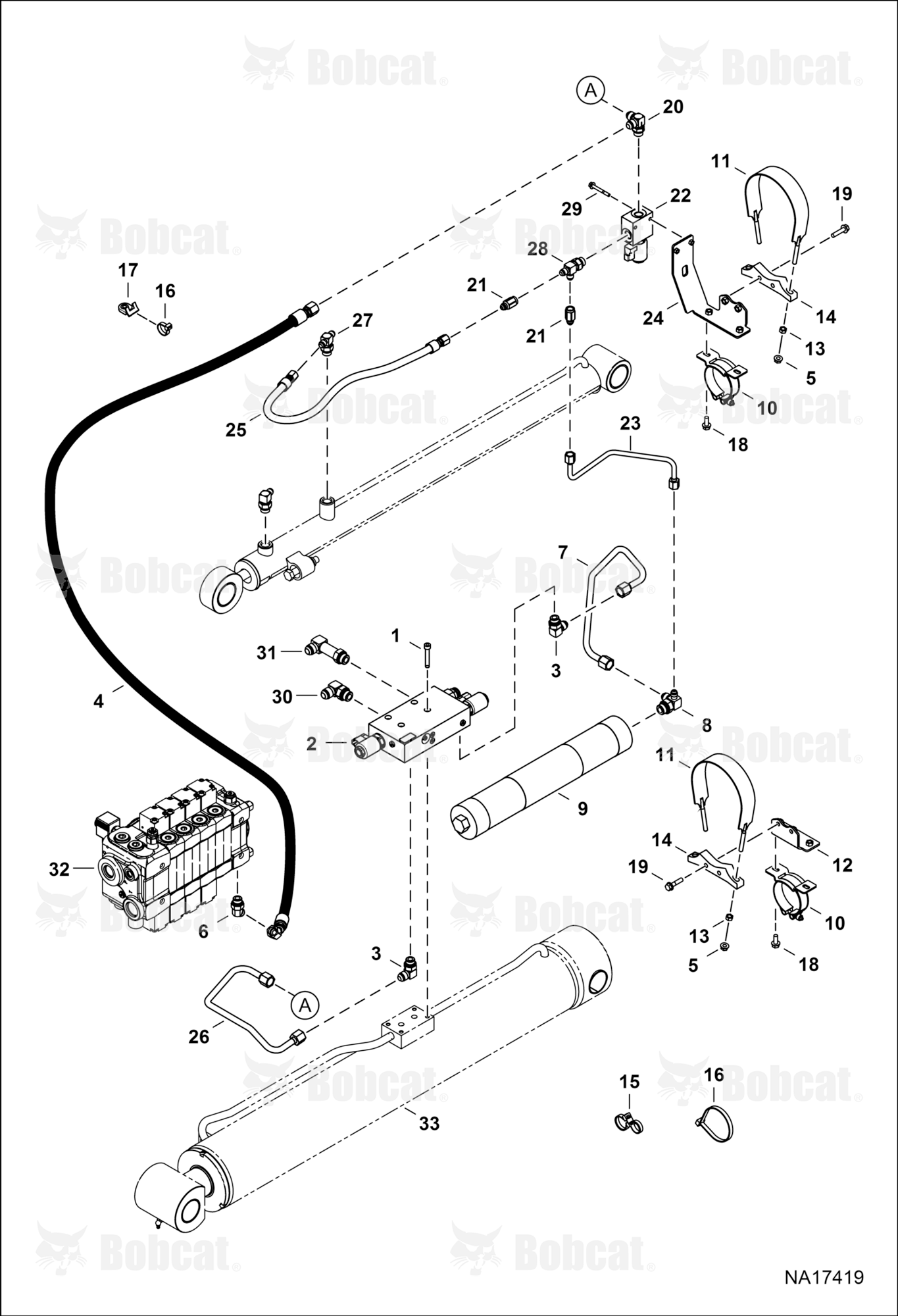 Boom Suspension (Single Accumulator) (W/Float)  B41N17059 & Above, B41P17111 & Above