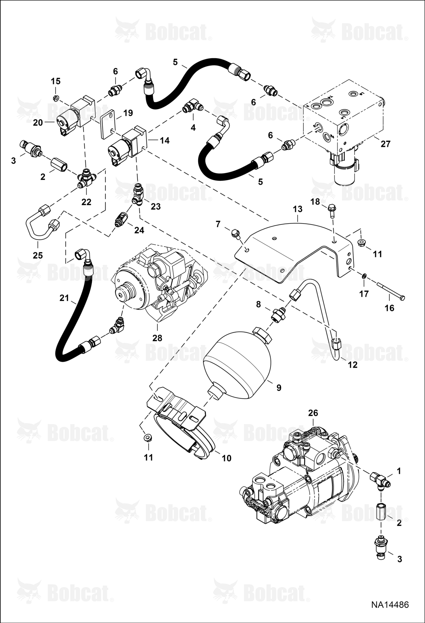 Hydraulic Circuitry (Parking Brake Accumulator) (Tractor)  B3ZS16001 & Above, B3ZT16001 & Above
