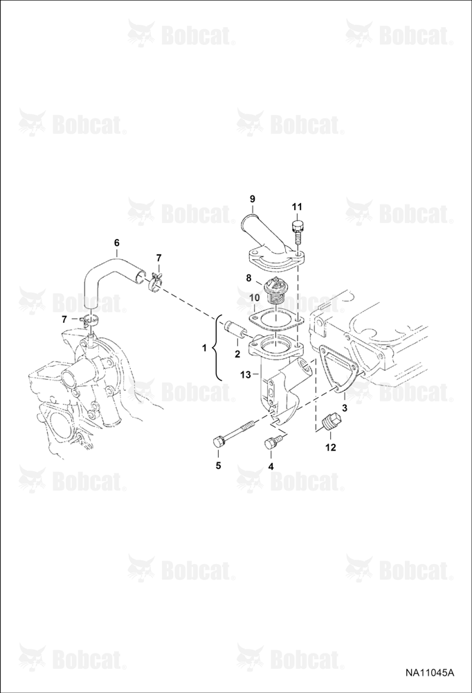Water Flange and Thermostat (Engine S/N 4JC0001 & Above)