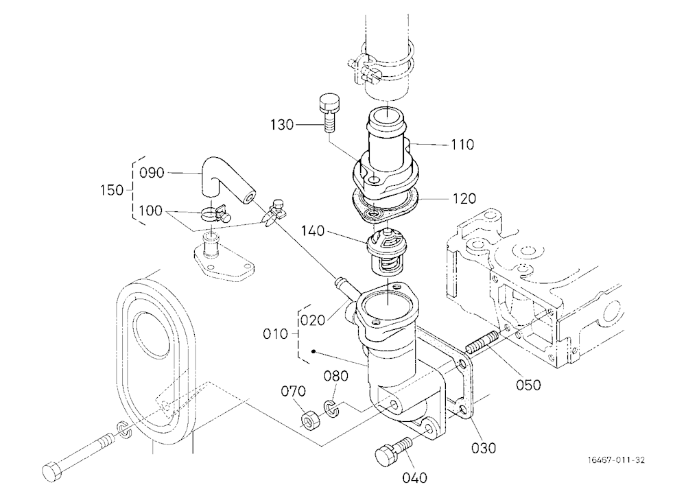 Water Flange And Thermostat [Old Type]