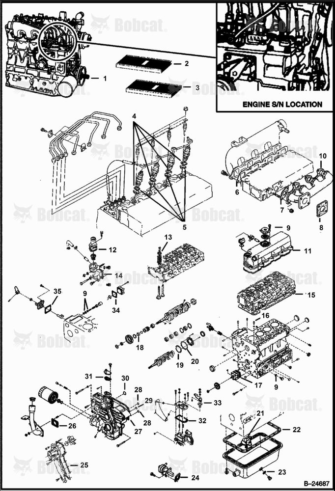 Engine & Gasket Kits (Kubota - V1903 2EB - Tier II Replacement)