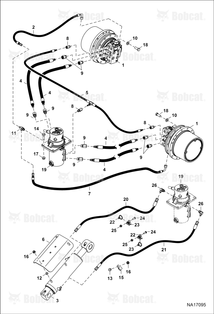 Hydraulic Circuitry (Lower)(W/O Angle Blade)  B2VW17001 & Above