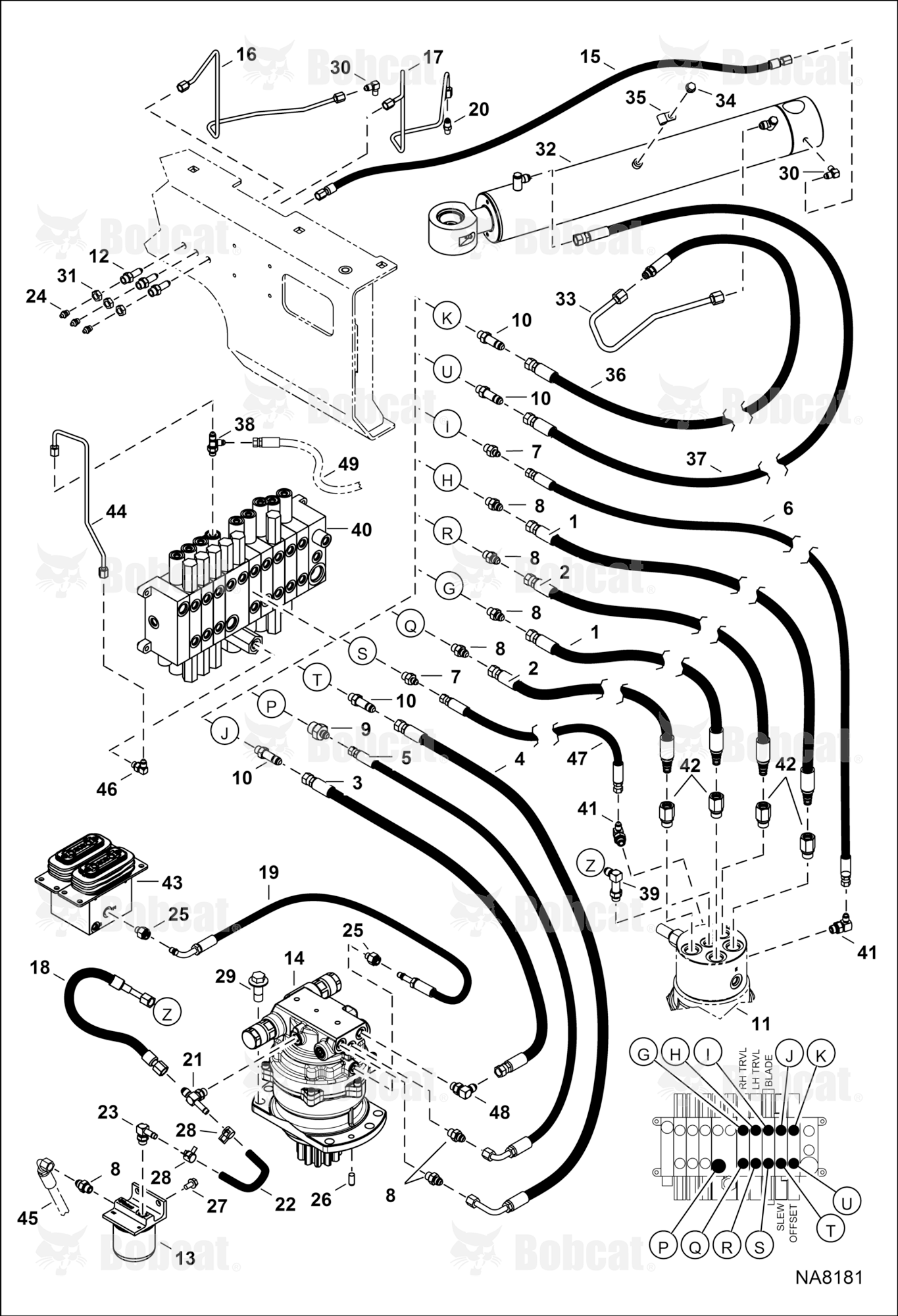 Hydraulic Circuitry (Upper/Swing) (Slew Motor W/O Timer Valve) A93K11208 & Above, AC2P11091 & Above