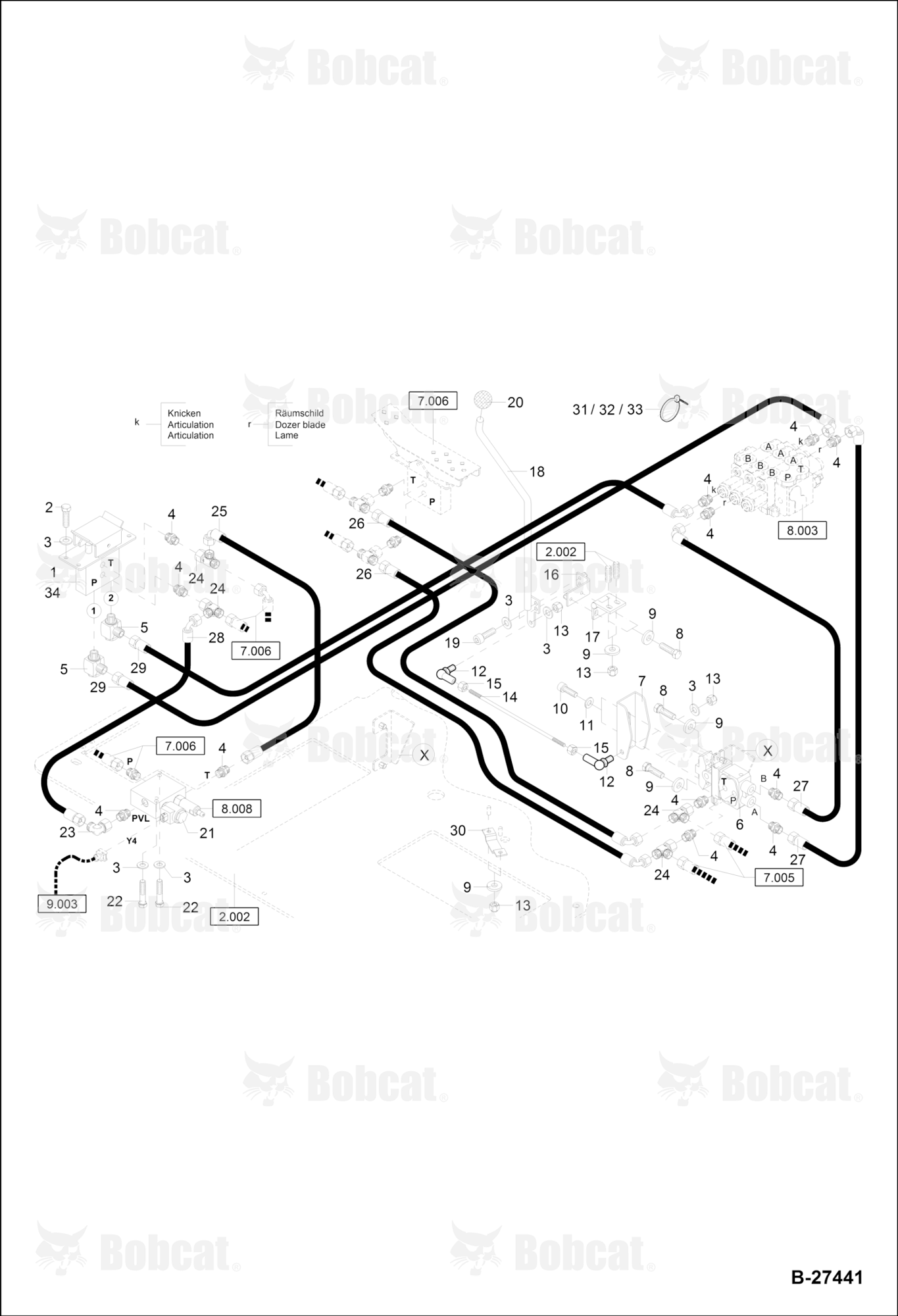Hydraulic Installation - Pilot Control (Dozer Blade & Articulation) 120000A96 - 120000A2841